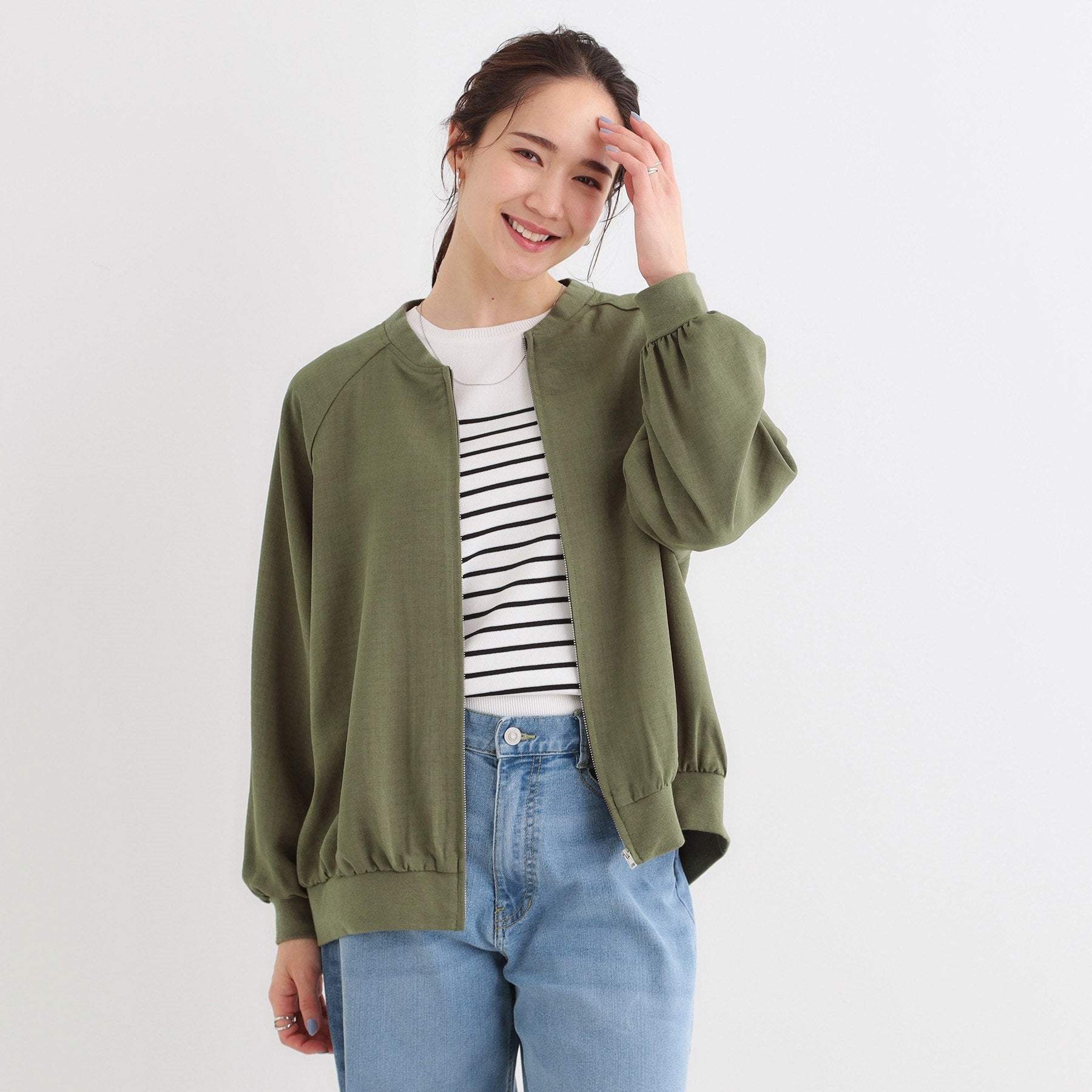 シューラルー SHOO・LA・RUE 麻調リブブルゾン