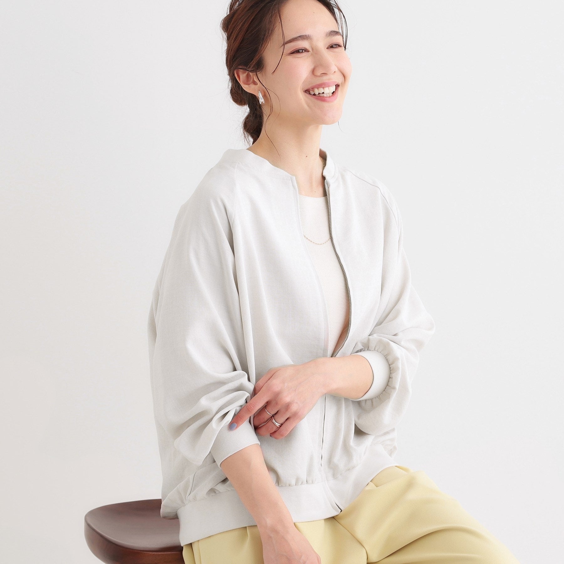 シューラルー SHOO・LA・RUE 麻調リブブルゾン