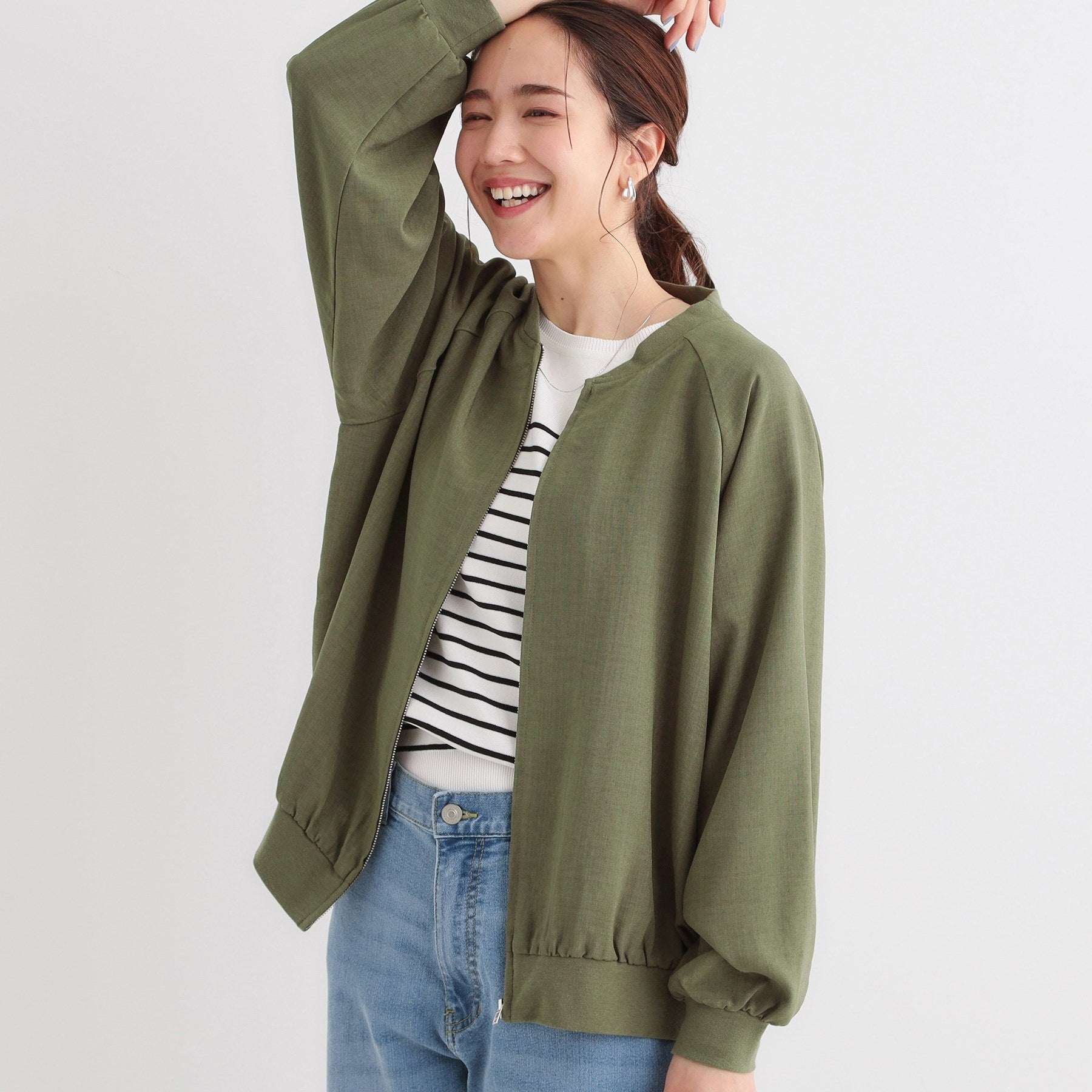 シューラルー SHOO・LA・RUE 麻調リブブルゾン