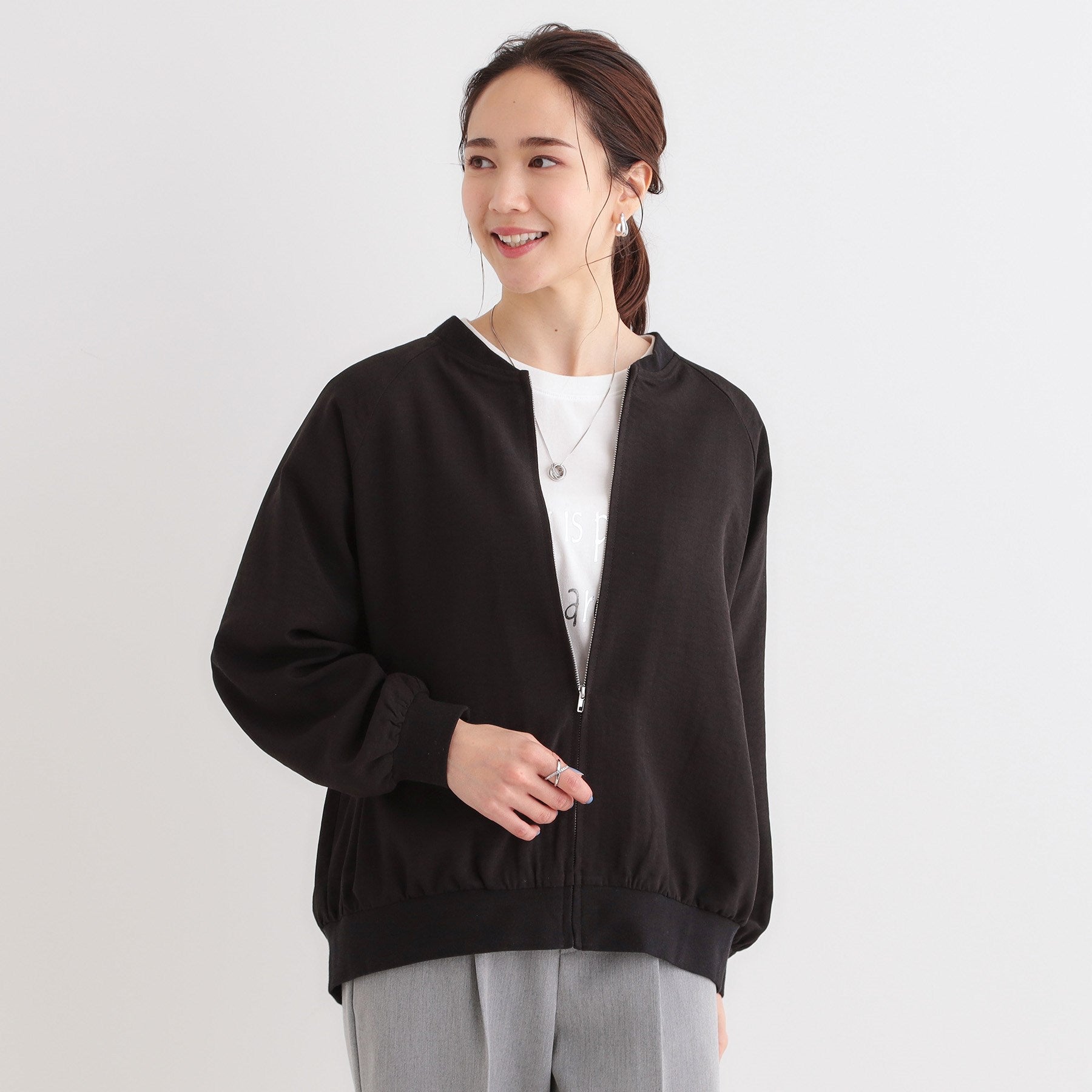 シューラルー SHOO・LA・RUE 麻調リブブルゾン