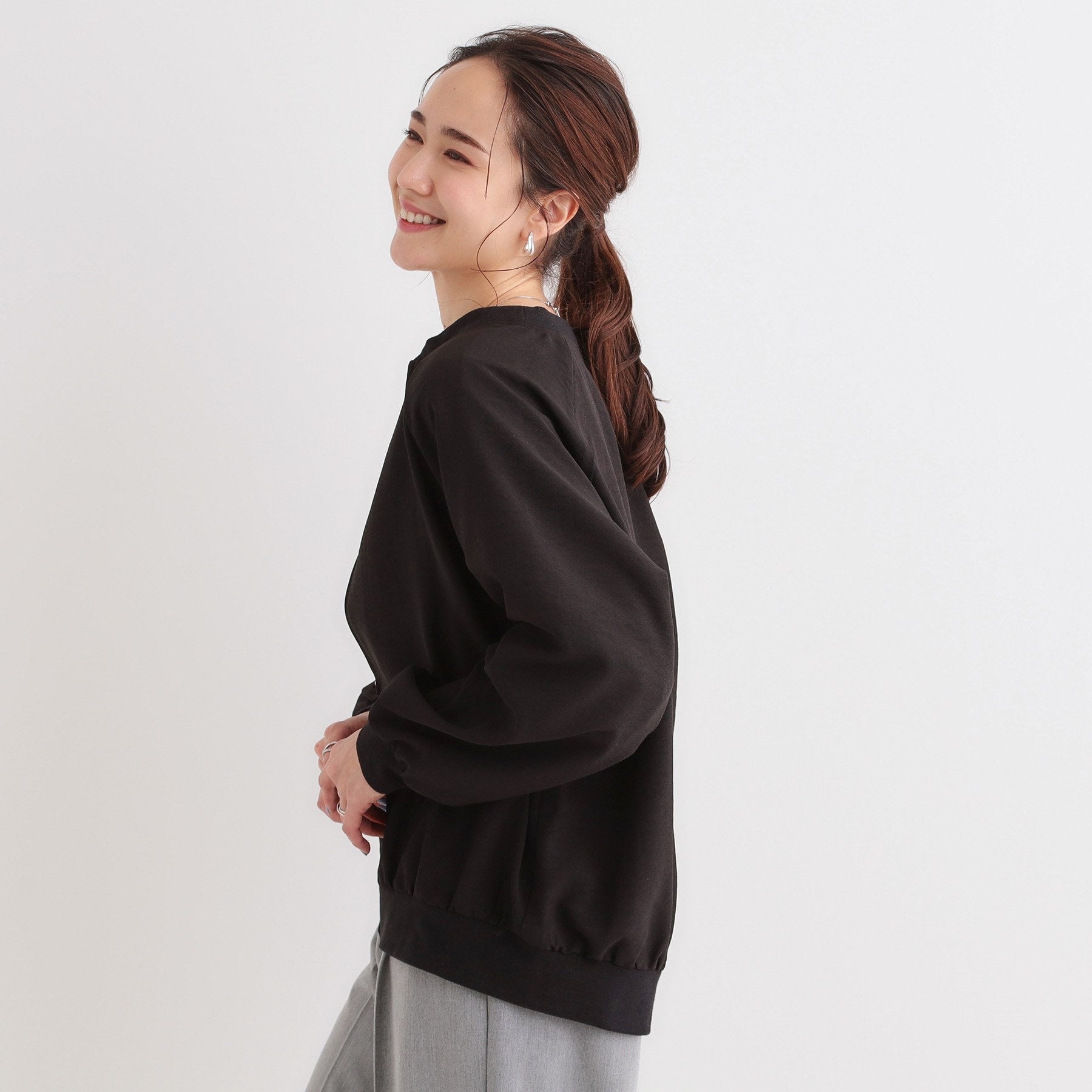 シューラルー SHOO・LA・RUE 麻調リブブルゾン