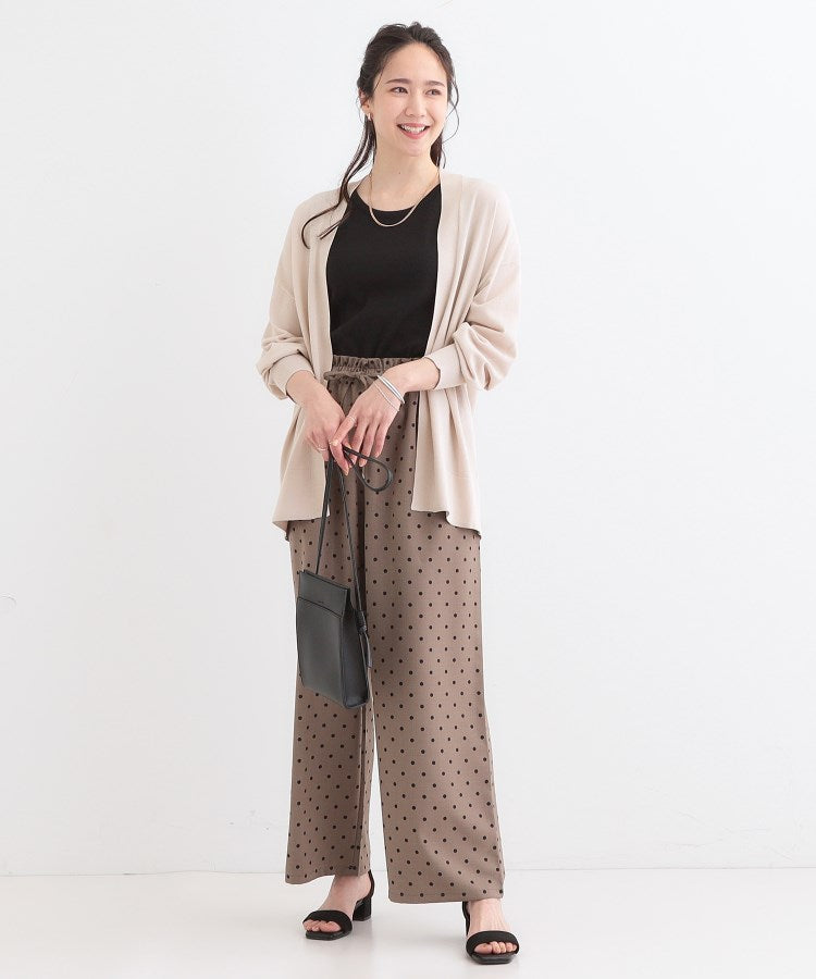 シューラルー SHOO・LA・RUE 大人パフスリーブが魅力 さらっと羽織れるボタンレスカーディガン （オレンジ(067)） オレンジ(067)