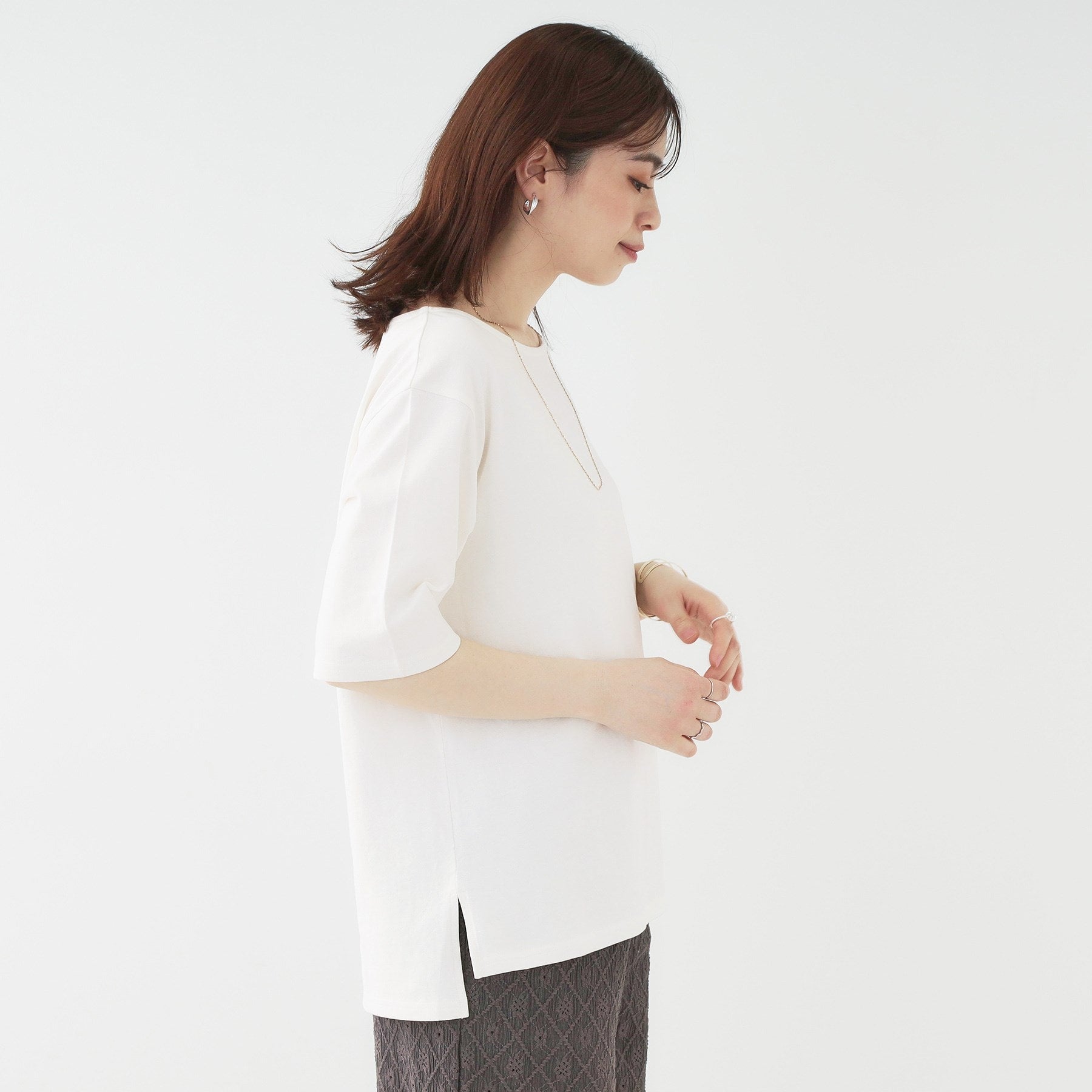 シューラルー SHOO・LA・RUE 5分袖ボートネックトップス （ネイビー(394)） ネイビー(394)