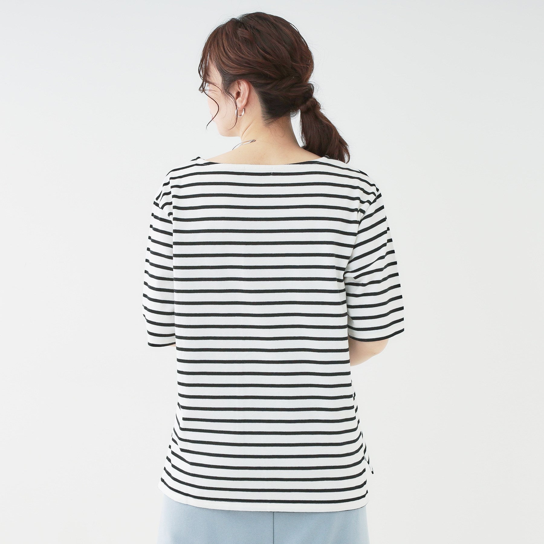 シューラルー SHOO・LA・RUE 5分袖ボートネックトップス （ネイビー(394)） ネイビー(394)