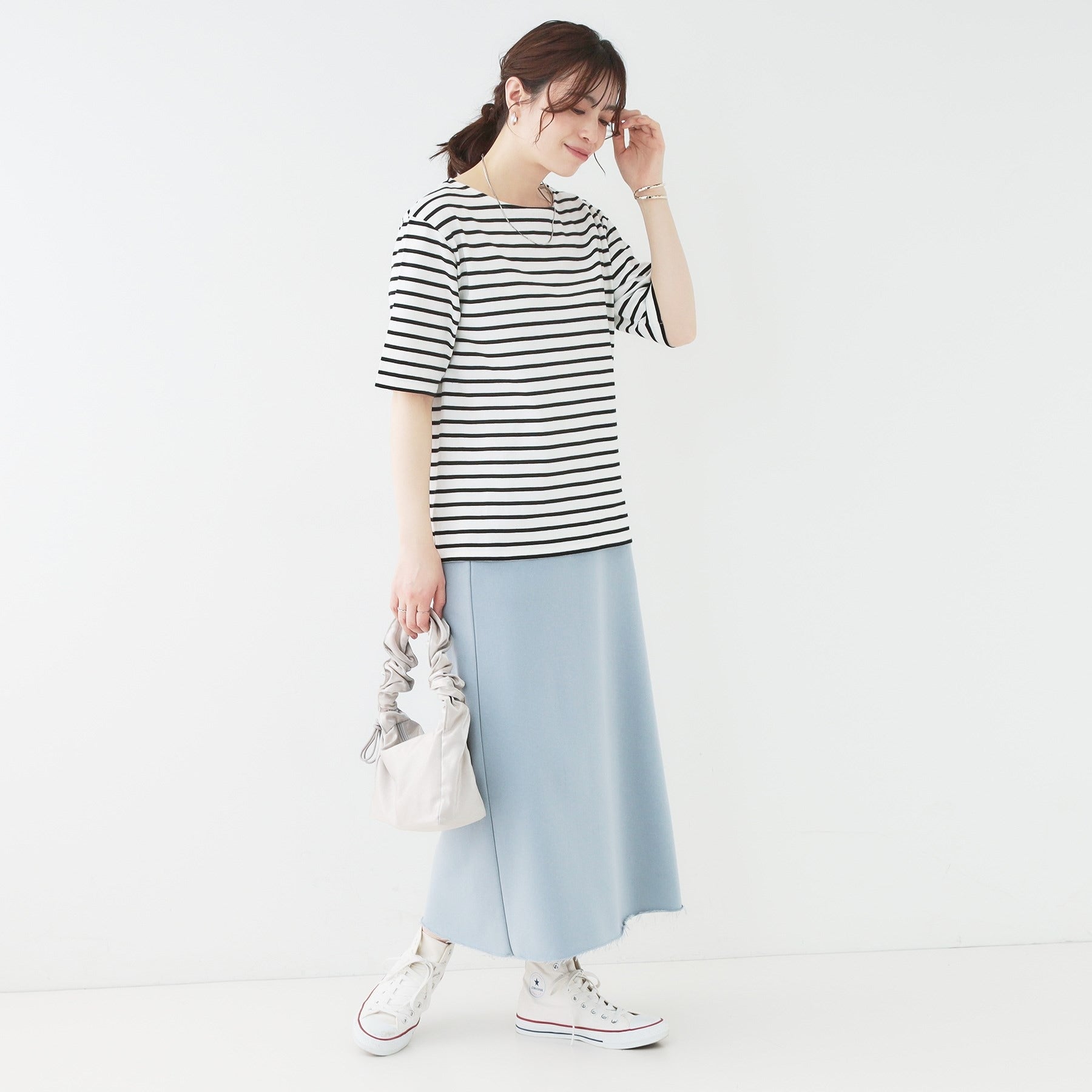 シューラルー SHOO・LA・RUE 5分袖ボートネックトップス （ネイビー(394)） ネイビー(394)