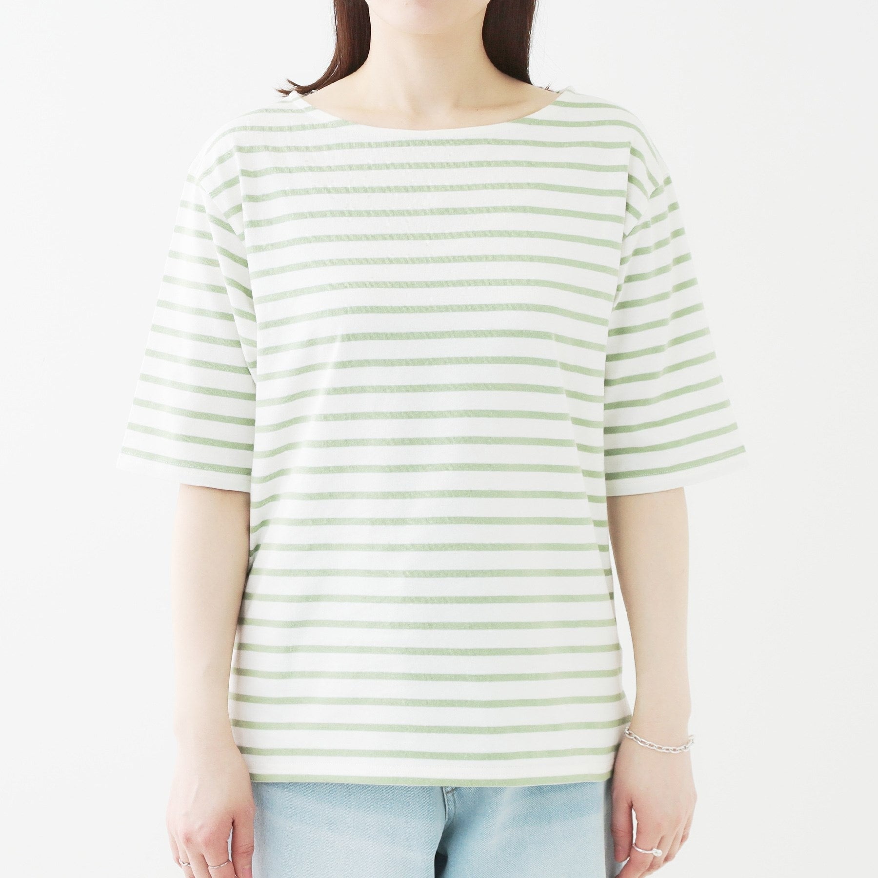 シューラルー SHOO・LA・RUE 5分袖ボートネックトップス （ネイビー(394)） ネイビー(394)