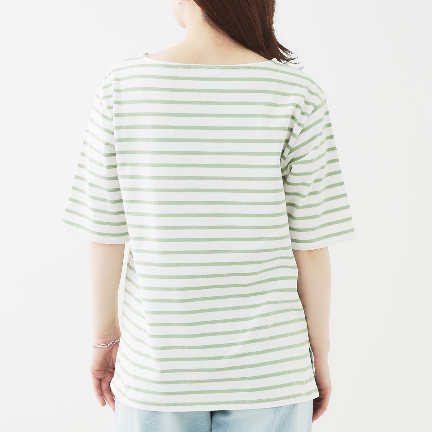 シューラルー SHOO・LA・RUE 5分袖ボートネックトップス （ネイビー(394)） ネイビー(394)