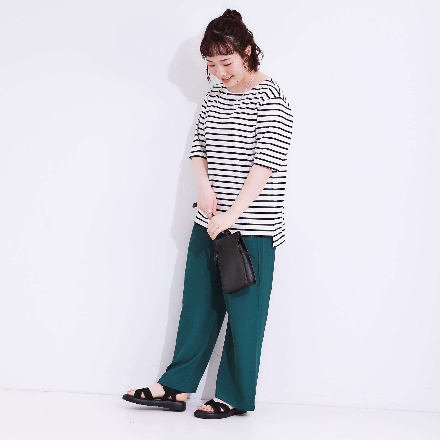 シューラルー SHOO・LA・RUE 5分袖ボートネックトップス （ネイビー(394)） ネイビー(394)