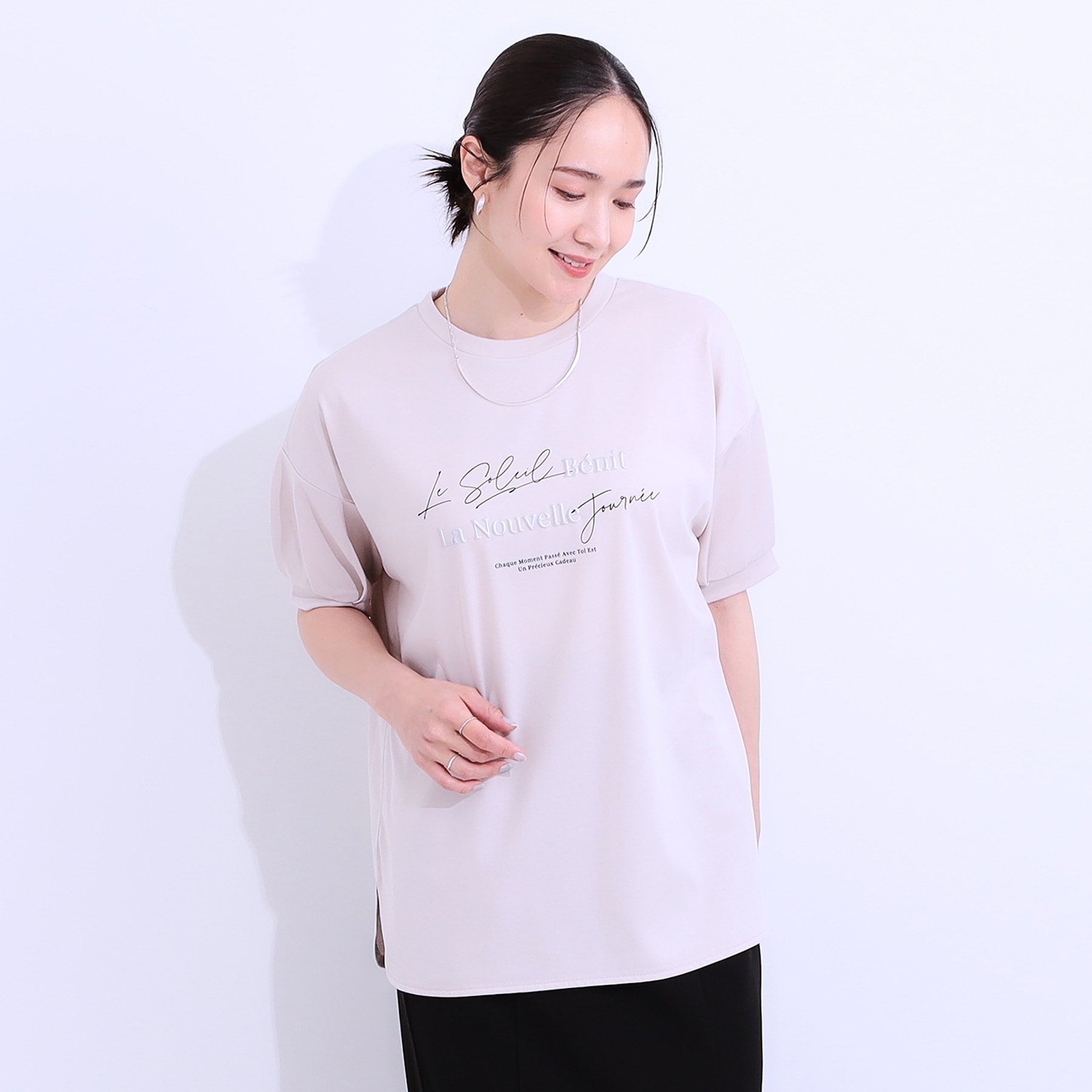シューラルー SHOO・LA・RUE 【ひんやり／UVカット】ラメ発泡アソートTシャツ （パープル(081)） パープル(081)