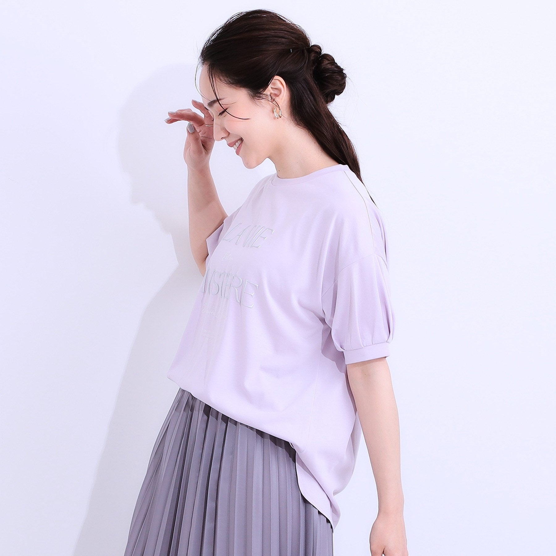 シューラルー SHOO・LA・RUE 【ひんやり／UVカット】ラメ発泡アソートTシャツ （パープル(081)） パープル(081)