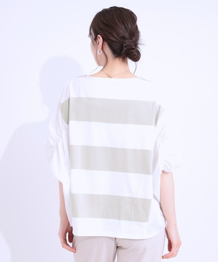 シューラルー SHOO・LA・RUE ふわりシルエットが新しい ワイドピッチボーダートップス （ブラック(319)） ブラック(319)