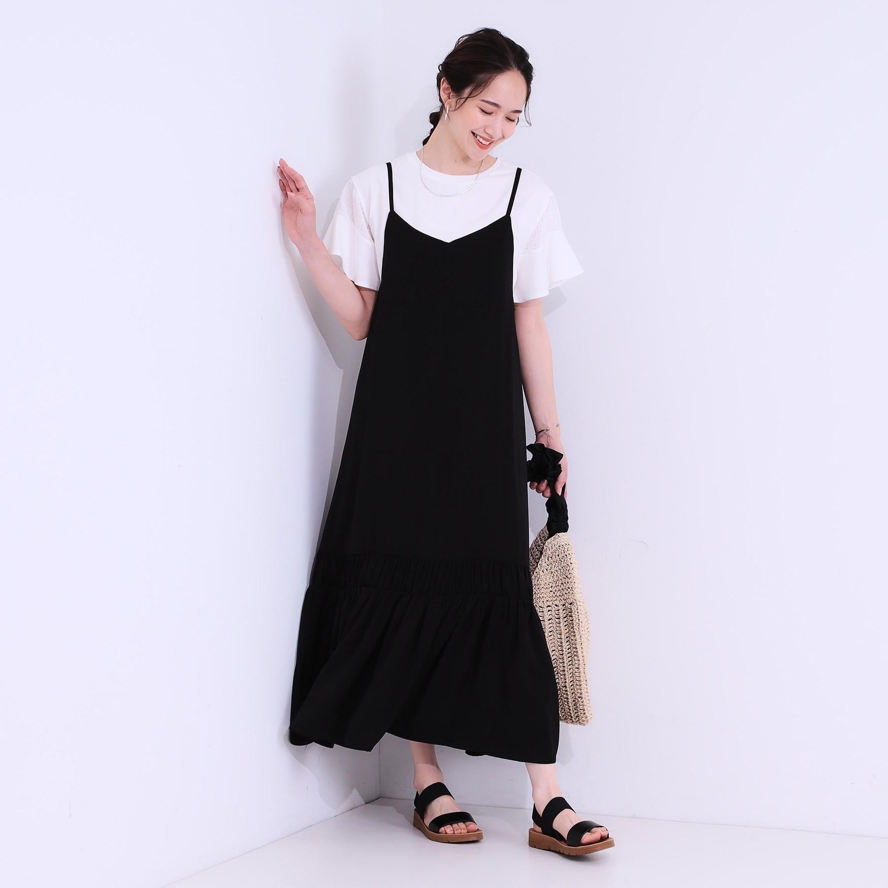 シューラルー SHOO・LA・RUE 【S-LL/ひんやり】女性らしさを惹き立てる お袖シアーフリルトップス （オフホワイト(003)） オフホワイト(003)