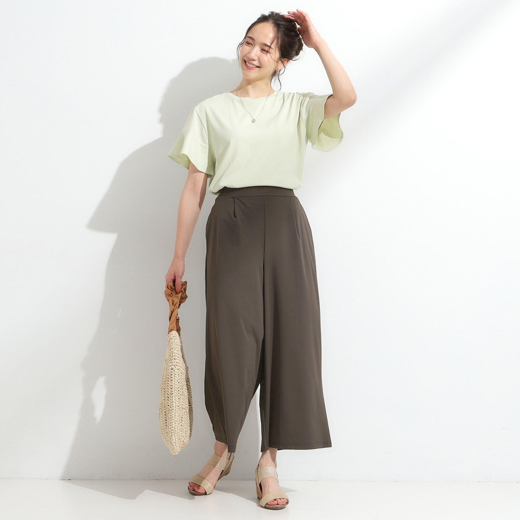 シューラルー SHOO・LA・RUE 【S-LL/ひんやり】女性らしさを惹き立てる お袖シアーフリルトップス （オフホワイト(003)） オフホワイト(003)