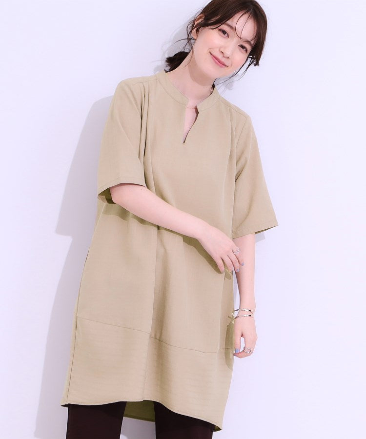 シューラルー SHOO・LA・RUE サラっとしたタッチが心地よいチュニックワンピース （ベージュ(352)） ベージュ(352)