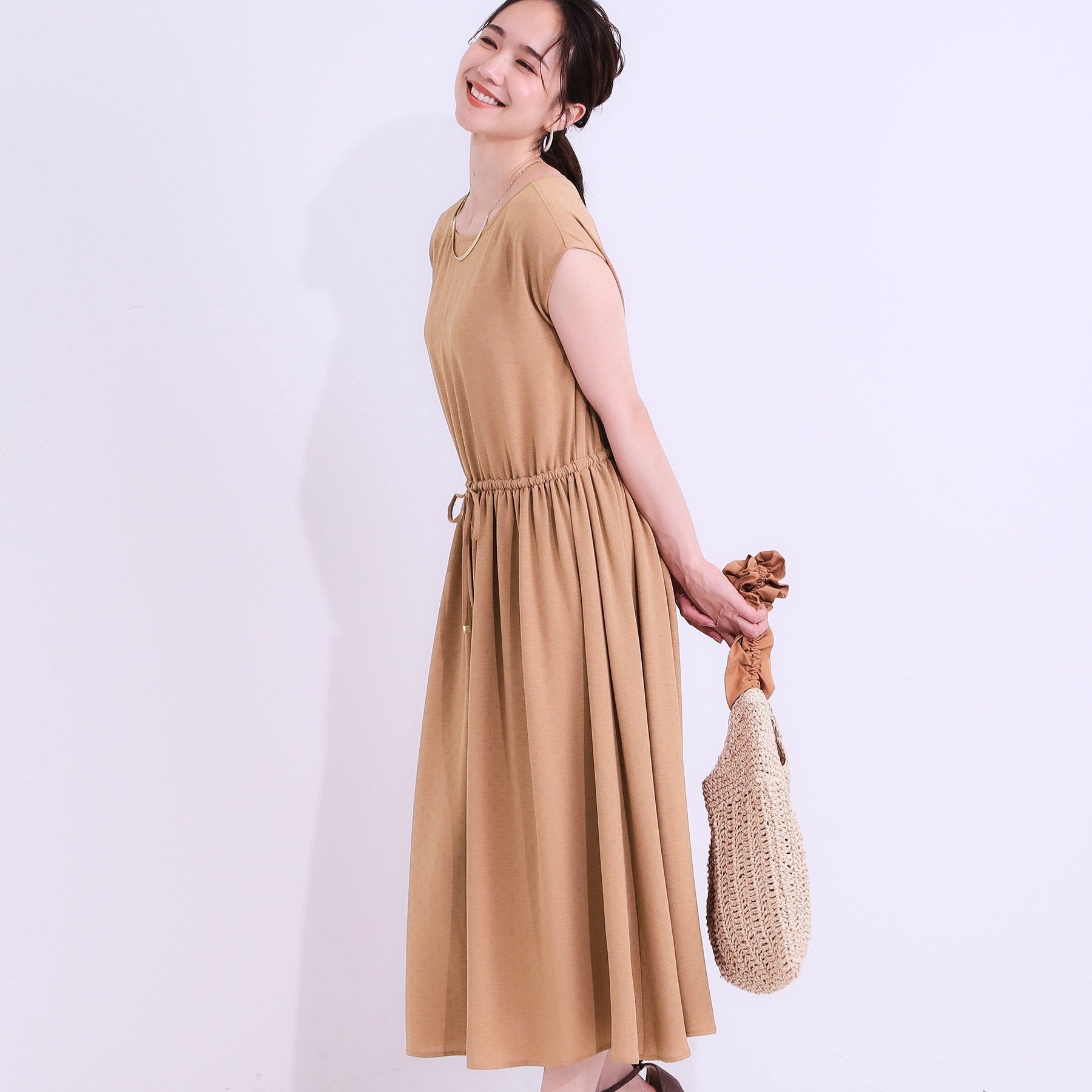 シューラルー SHOO・LA・RUE ジャカードポーラワンピース （オレンジ(066)） オレンジ(066)