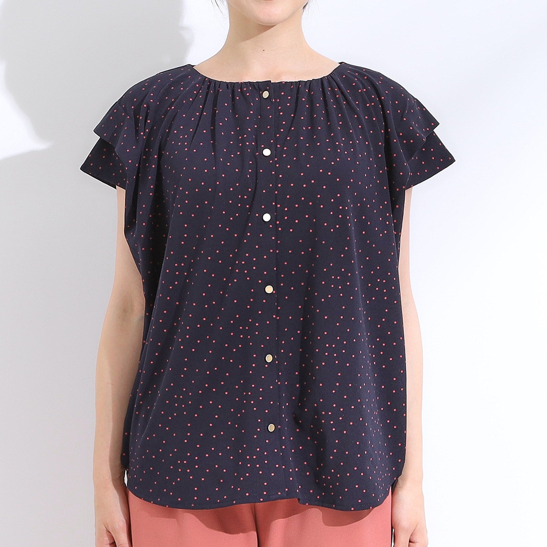 シューラルー SHOO・LA・RUE 【シューアイス】ドット柄デザイントップス （ブラック(619)） ブラック(619)