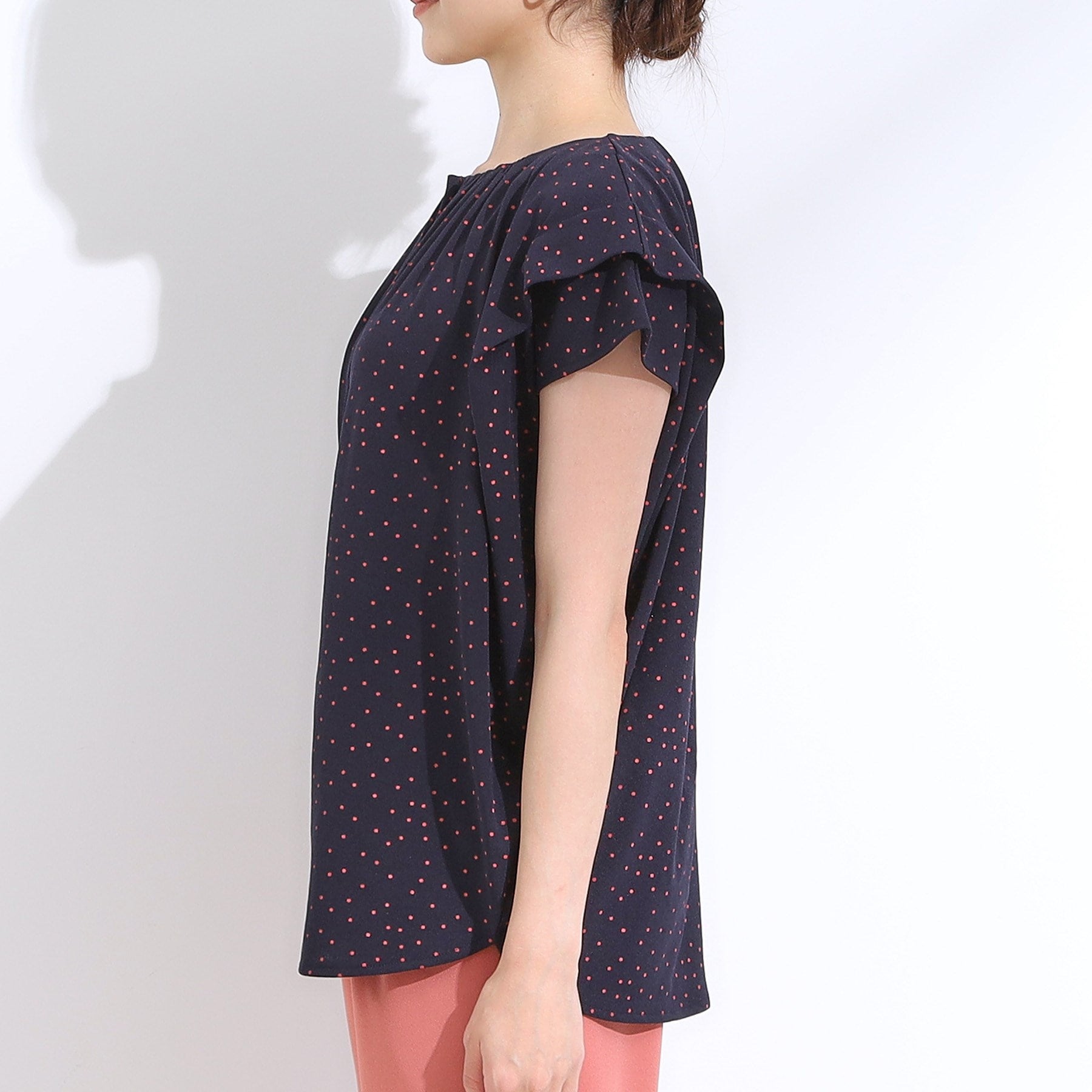 シューラルー SHOO・LA・RUE 【シューアイス】ドット柄デザイントップス （ブラック(619)） ブラック(619)