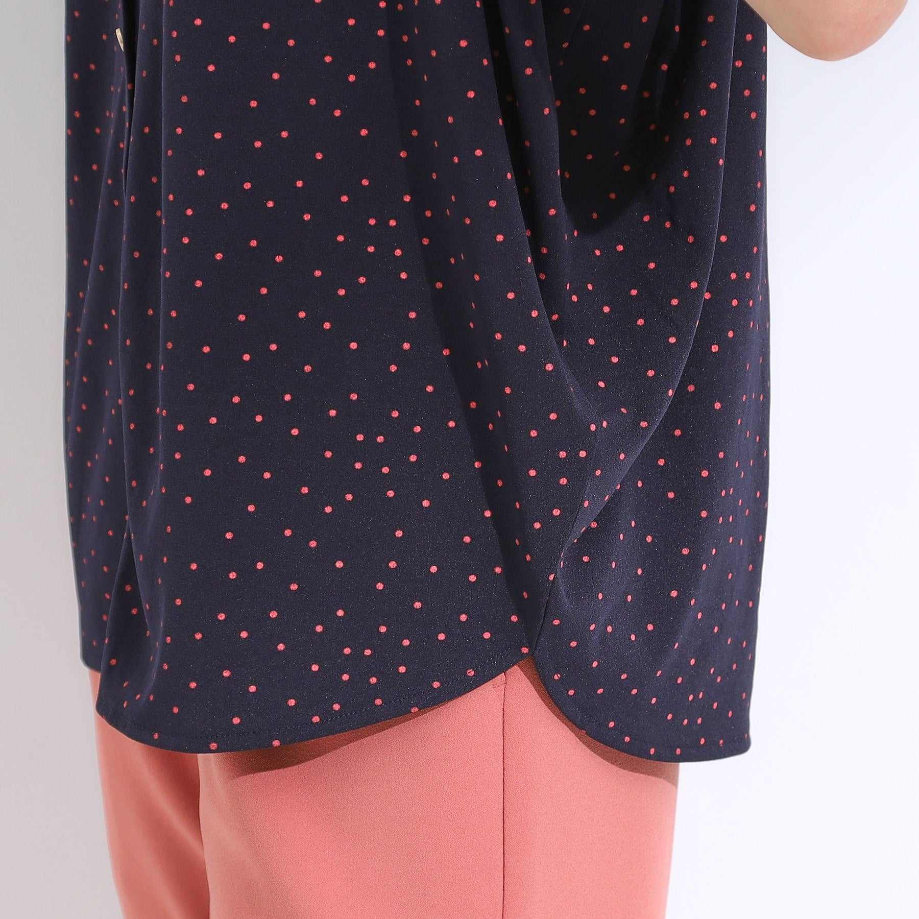 シューラルー SHOO・LA・RUE 【シューアイス】ドット柄デザイントップス （ブラック(619)） ブラック(619)