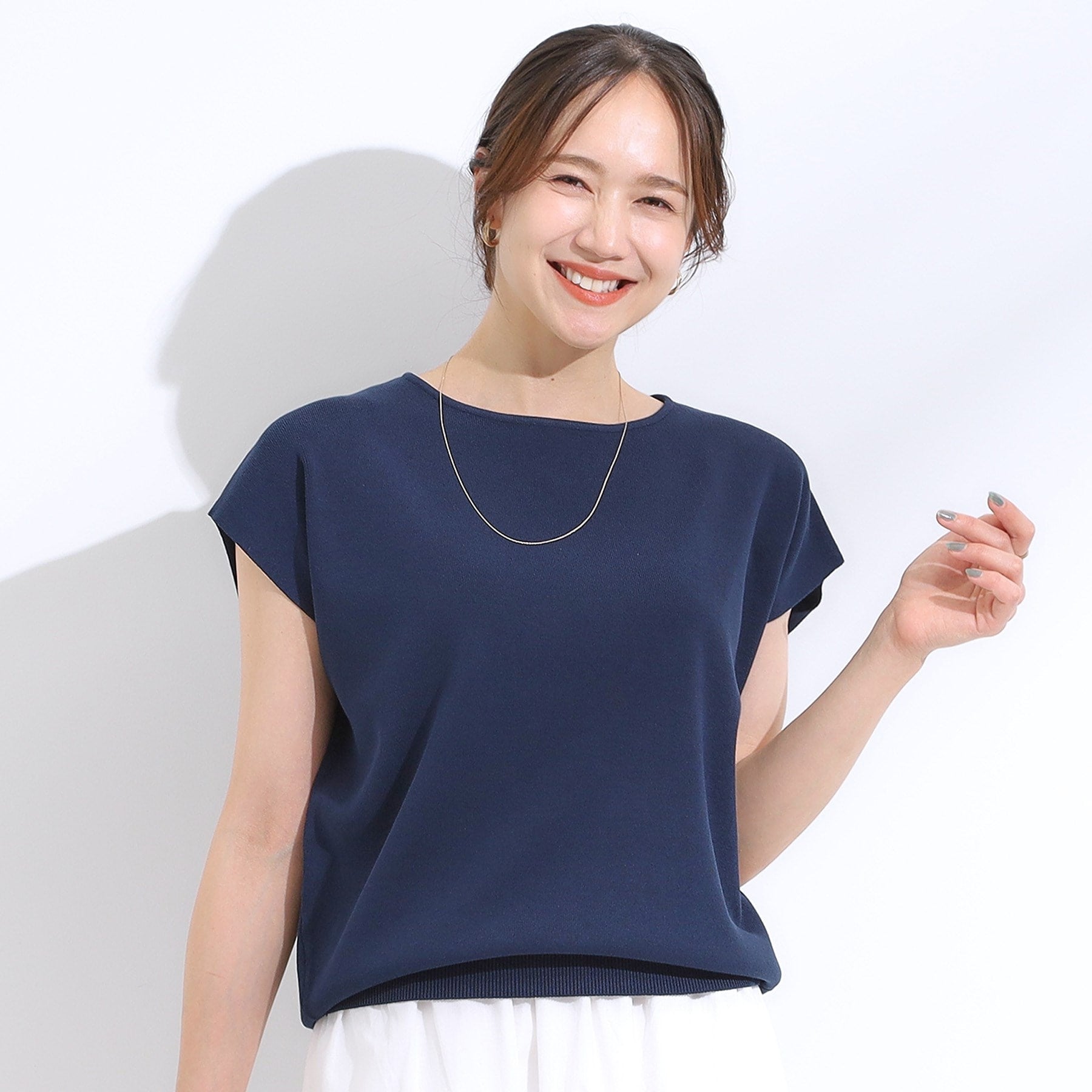 シューラルー SHOO・LA・RUE 【シューアイス/洗える】総針フレンチニット （ネイビー(094)） ネイビー(094)