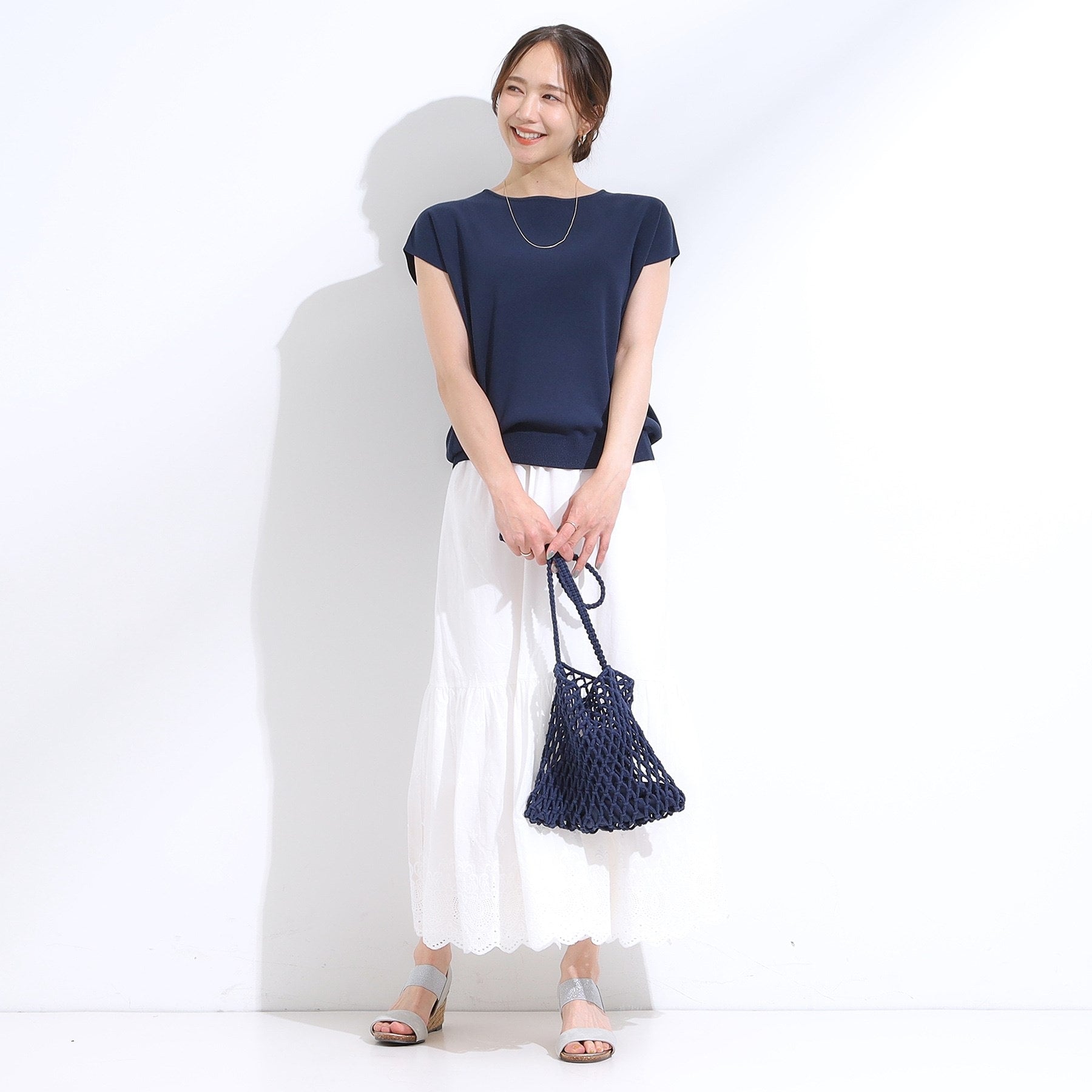 シューラルー SHOO・LA・RUE 【シューアイス/洗える】総針フレンチニット （ネイビー(094)） ネイビー(094)