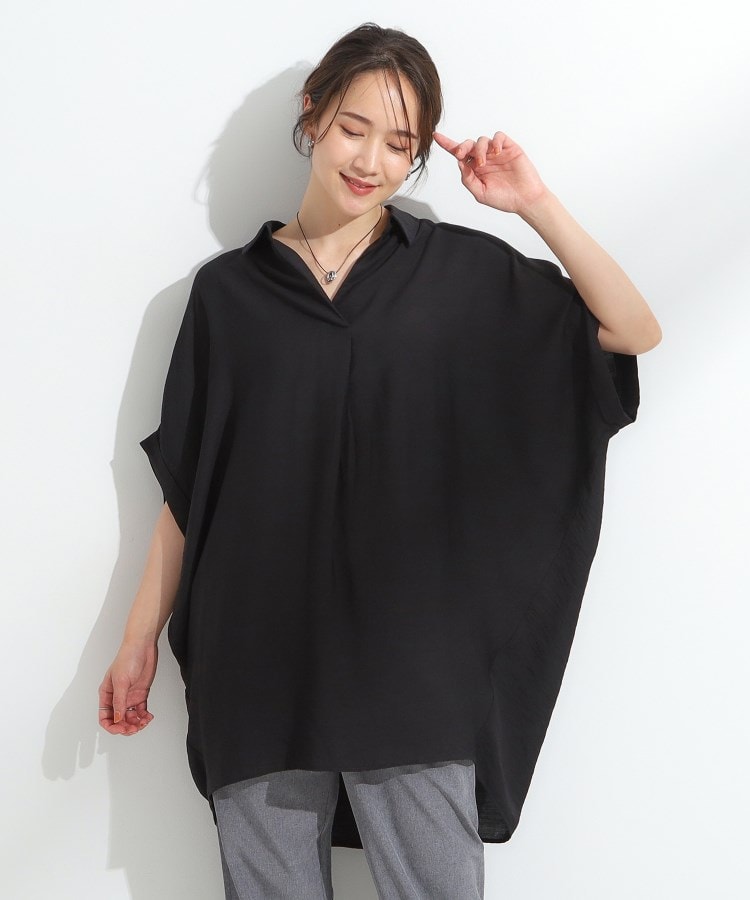 シューラルー SHOO・LA・RUE 【ひんやり】身体のラインをきれいに見せるコクーンシルエットワンピース （ブルー(091)） ブルー(091)