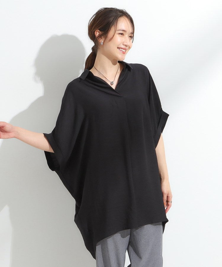 シューラルー SHOO・LA・RUE 【ひんやり】身体のラインをきれいに見せるコクーンシルエットワンピース （ブルー(091)） ブルー(091)