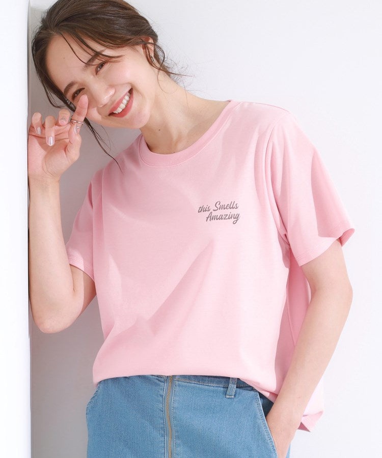 シューラルー SHOO･LA･RUE 【SーLL/ひんやり/汗ジミ軽減/UVカット】グラフィックアソートTシャツ （ライトピンク(870)） ライトピンク(870)