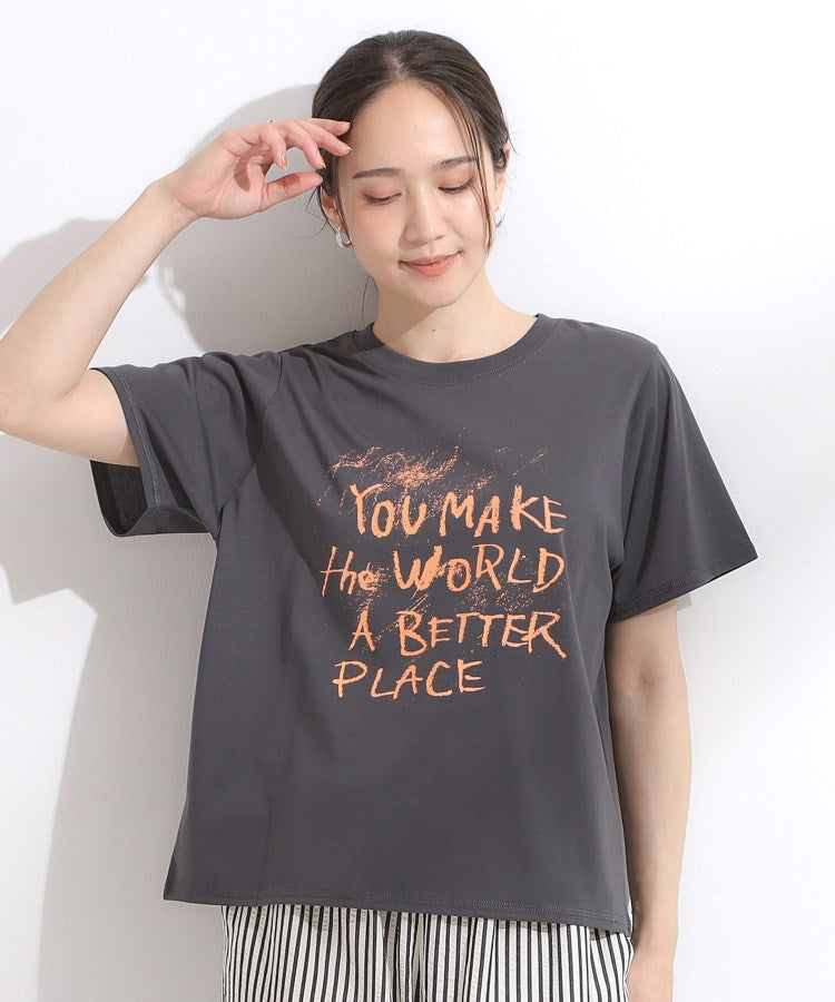 シューラルー SHOO･LA･RUE 【SーLL/ひんやり/汗ジミ軽減/UVカット】グラフィックアソートTシャツ （ライトピンク(870)） ライトピンク(870)