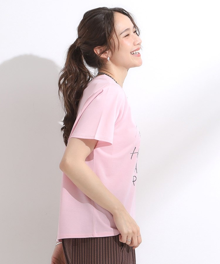 シューラルー SHOO･LA･RUE 【SーLL/ひんやり/汗ジミ軽減/UVカット】グラフィックアソートTシャツ （ライトピンク(870)） ライトピンク(870)