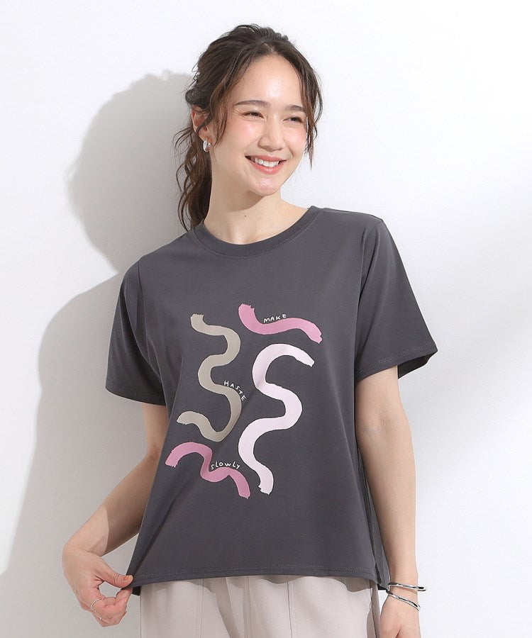 シューラルー SHOO･LA･RUE 【SーLL/ひんやり/汗ジミ軽減/UVカット】グラフィックアソートTシャツ （ライトピンク(870)） ライトピンク(870)