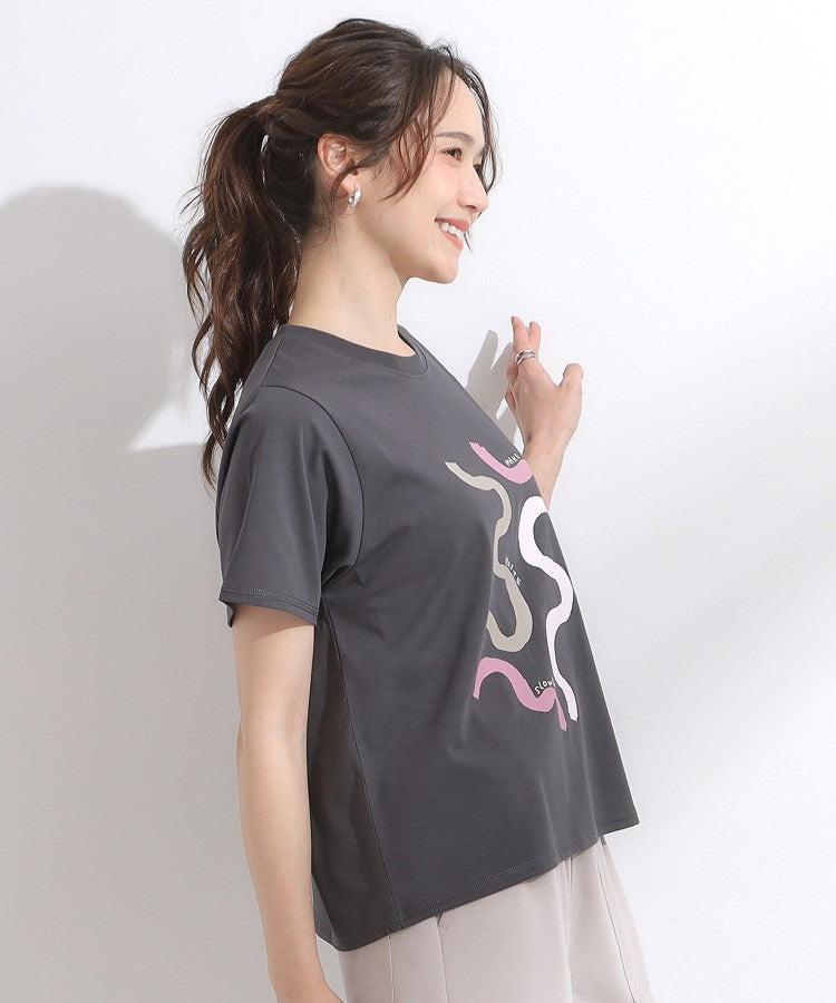 シューラルー SHOO･LA･RUE 【SーLL/ひんやり/汗ジミ軽減/UVカット】グラフィックアソートTシャツ （ライトピンク(870)） ライトピンク(870)