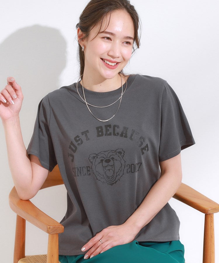シューラルー SHOO･LA･RUE 【SーLL/ひんやり/汗ジミ軽減/UVカット】グラフィックアソートTシャツ （チャコールグレー(714)） チャコールグレー(714)