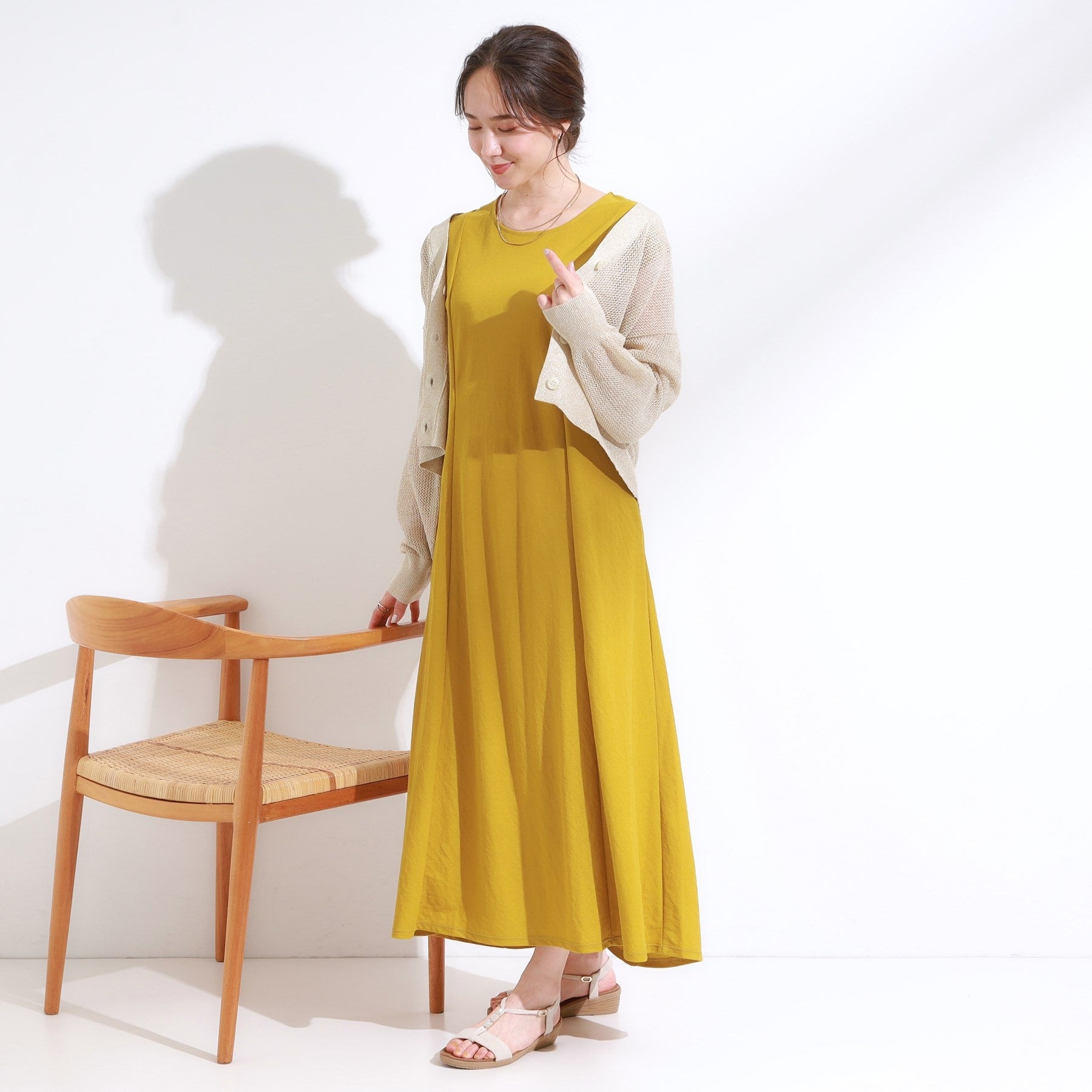 シューラルー SHOO・LA・RUE 切り替えロングワンピース （イエロー(032)） イエロー(032)