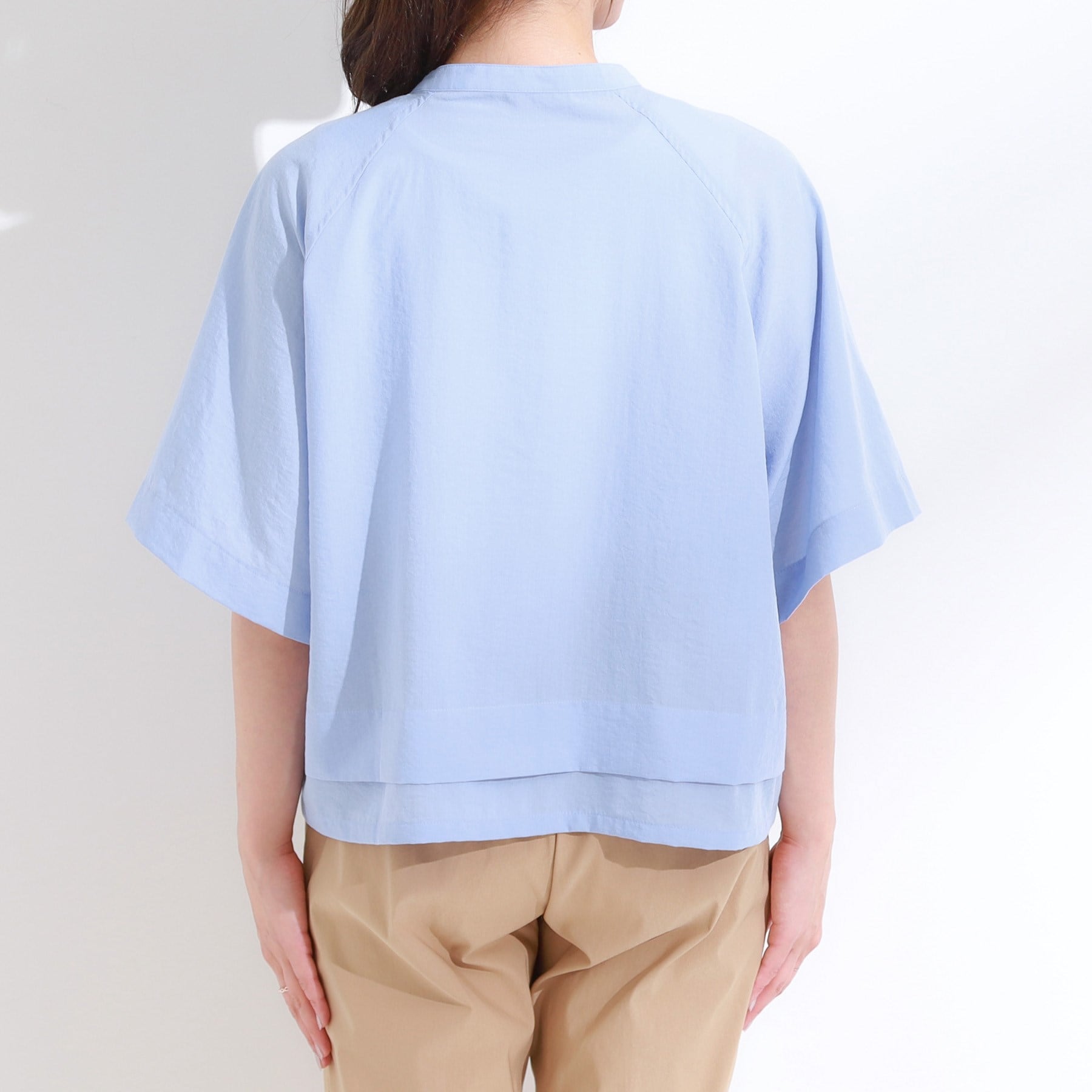 シューラルー SHOO・LA・RUE 【洗濯後シワになりにくい/UV/吸水速乾/アンチピリング】バンドカラーシャツ （イエロー(031)） イエロー(031)