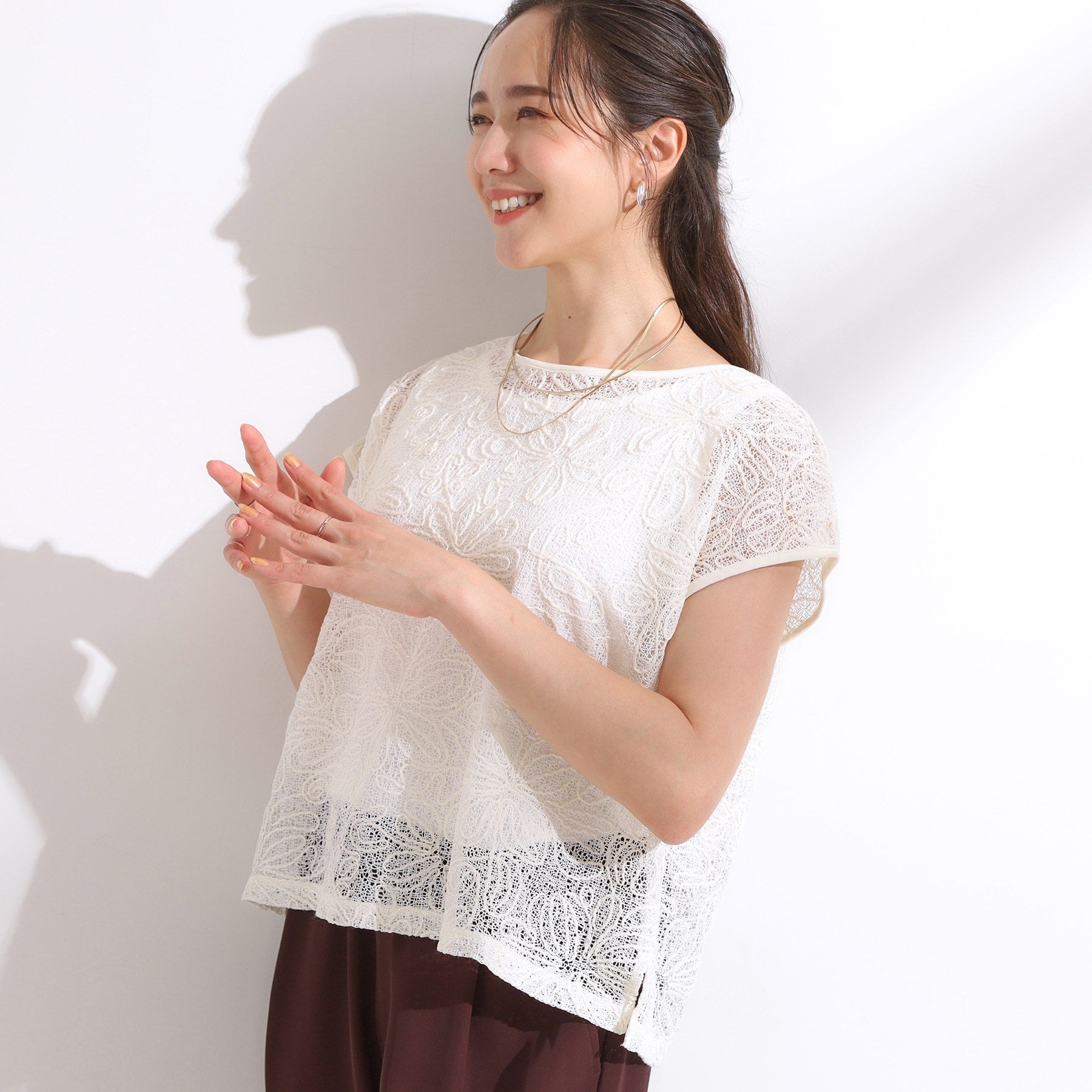 シューラルー SHOO・LA・RUE 【2点セット】刺繍レーストップス （アイボリー(004)） アイボリー(004)