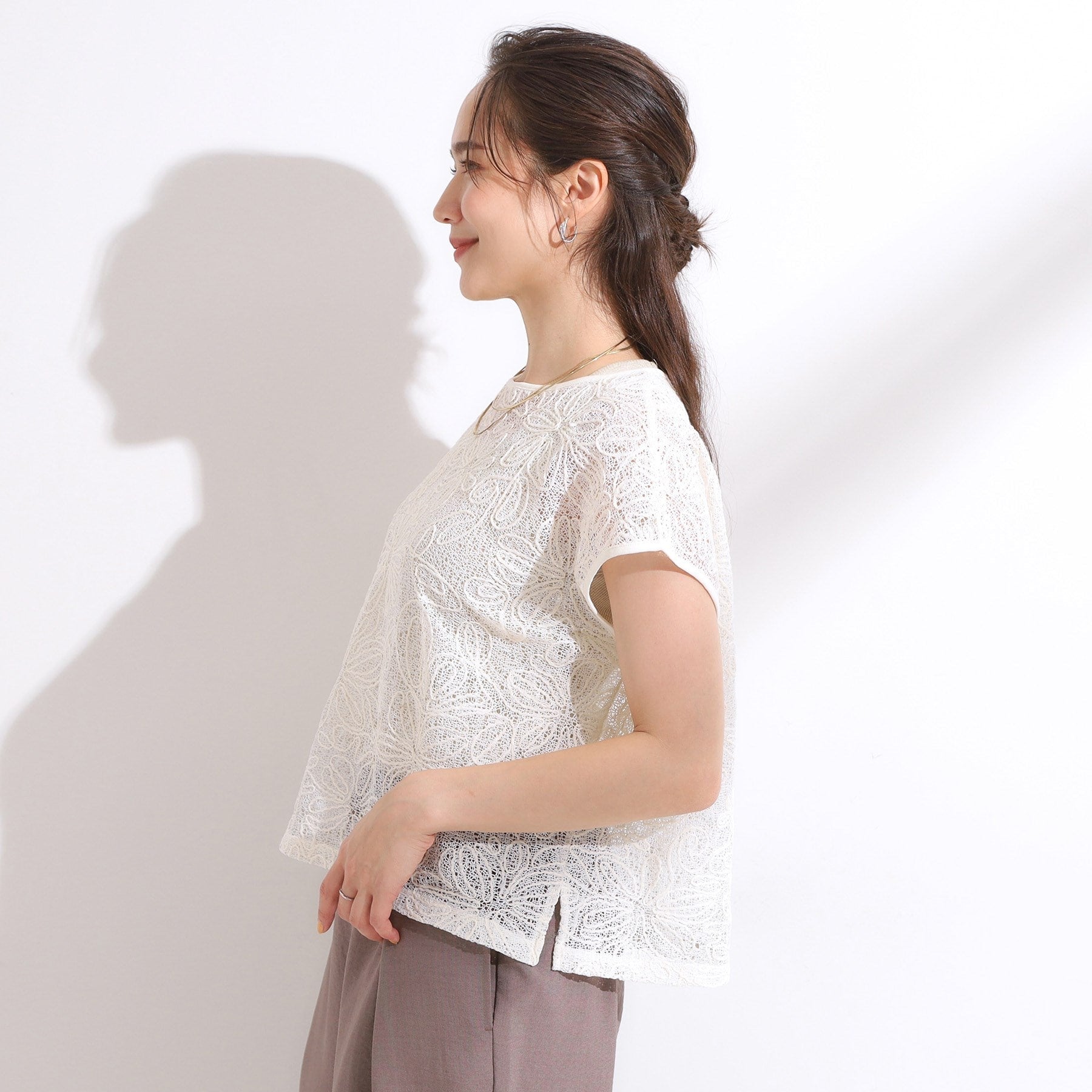 シューラルー SHOO・LA・RUE 【2点セット】刺繍レーストップス （アイボリー(004)） アイボリー(004)