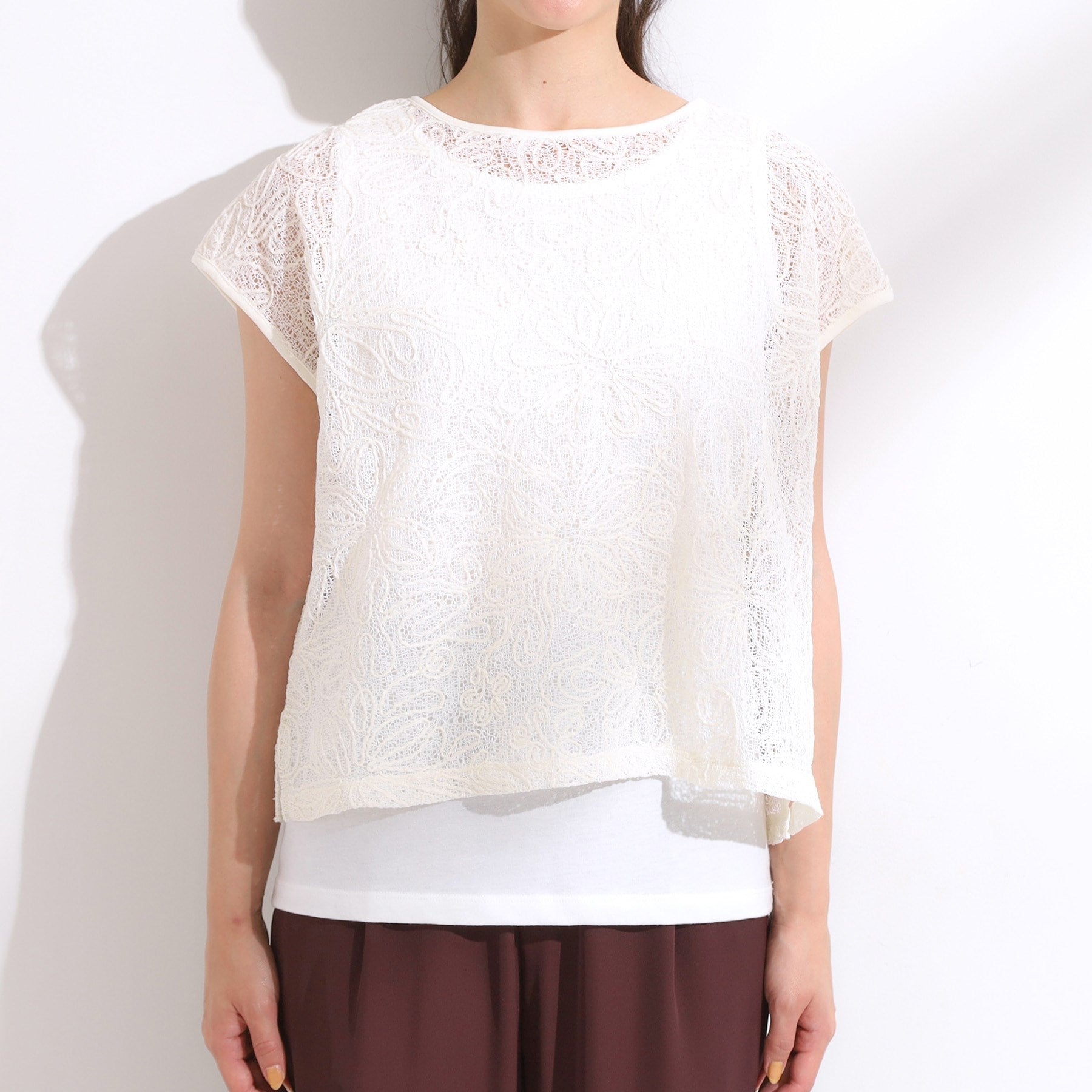 シューラルー SHOO・LA・RUE 【2点セット】刺繍レーストップス （アイボリー(004)） アイボリー(004)