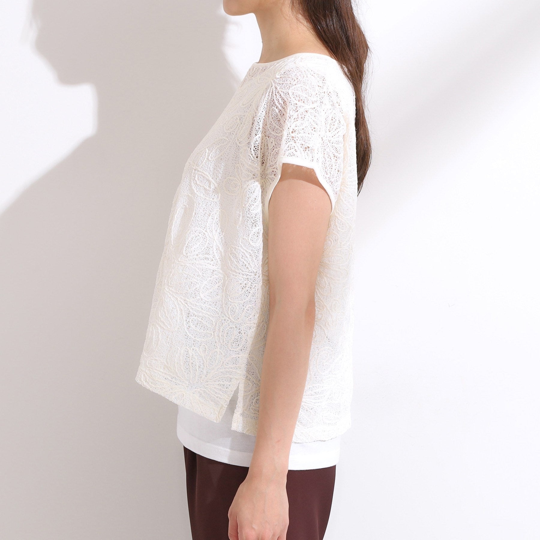 シューラルー SHOO・LA・RUE 【2点セット】刺繍レーストップス （アイボリー(004)） アイボリー(004)