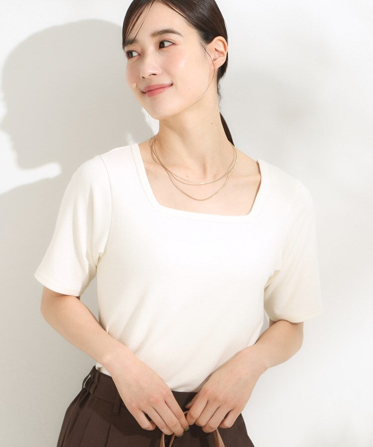 シューラルー SHOO･LA･RUE 【SHOO ICE／前後2WAY】ひんやりテレコ 2WAYネックTシャツ （ブラック(019)） ブラック(019)