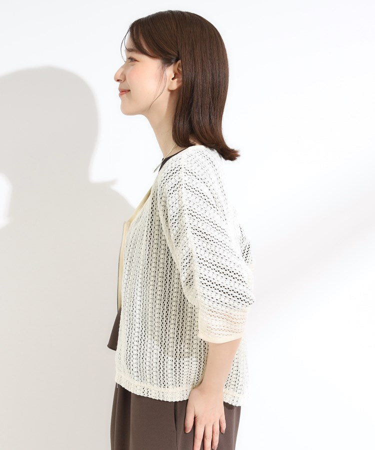シューラルー SHOO･LA･RUE レーシィな素材感が涼やかなブルゾン （ブラウン(043)） ブラウン(043)