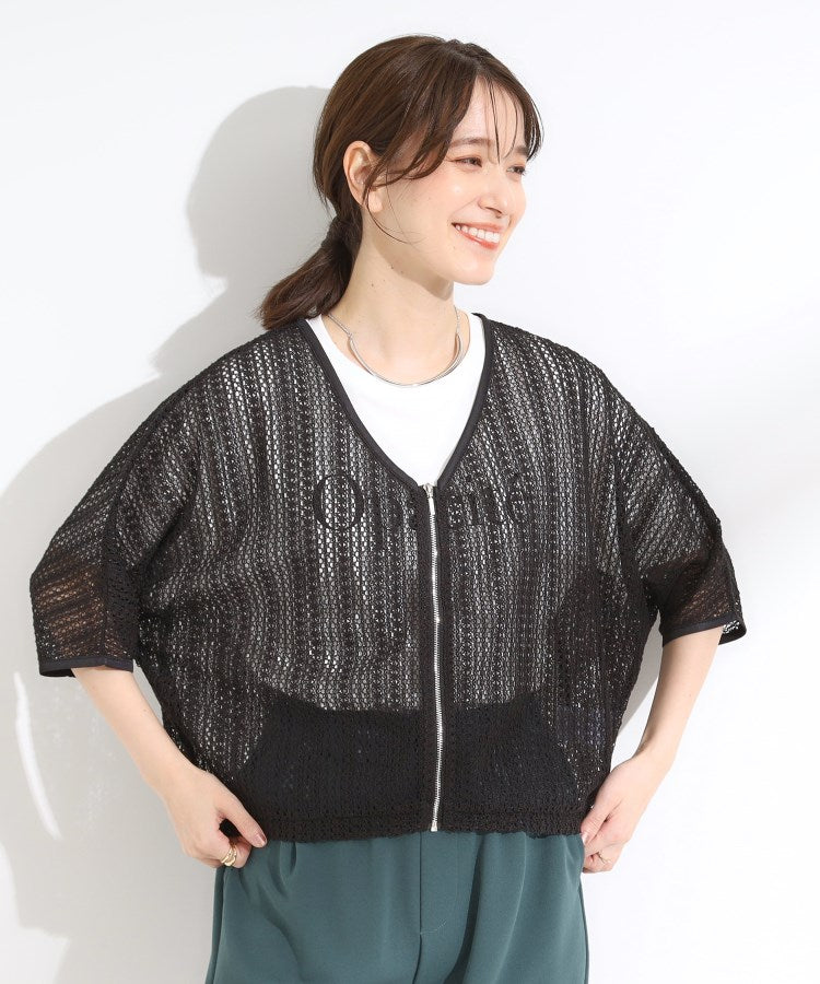 シューラルー SHOO･LA･RUE レーシィな素材感が涼やかなブルゾン （ブラウン(043)） ブラウン(043)
