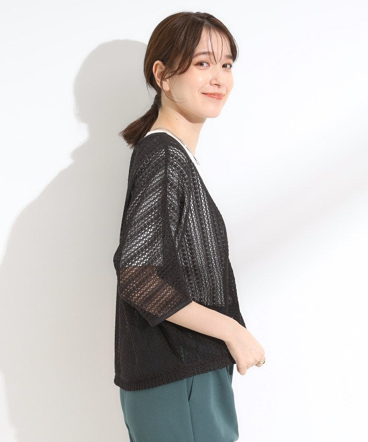 シューラルー SHOO･LA･RUE レーシィな素材感が涼やかなブルゾン （ブラウン(043)） ブラウン(043)