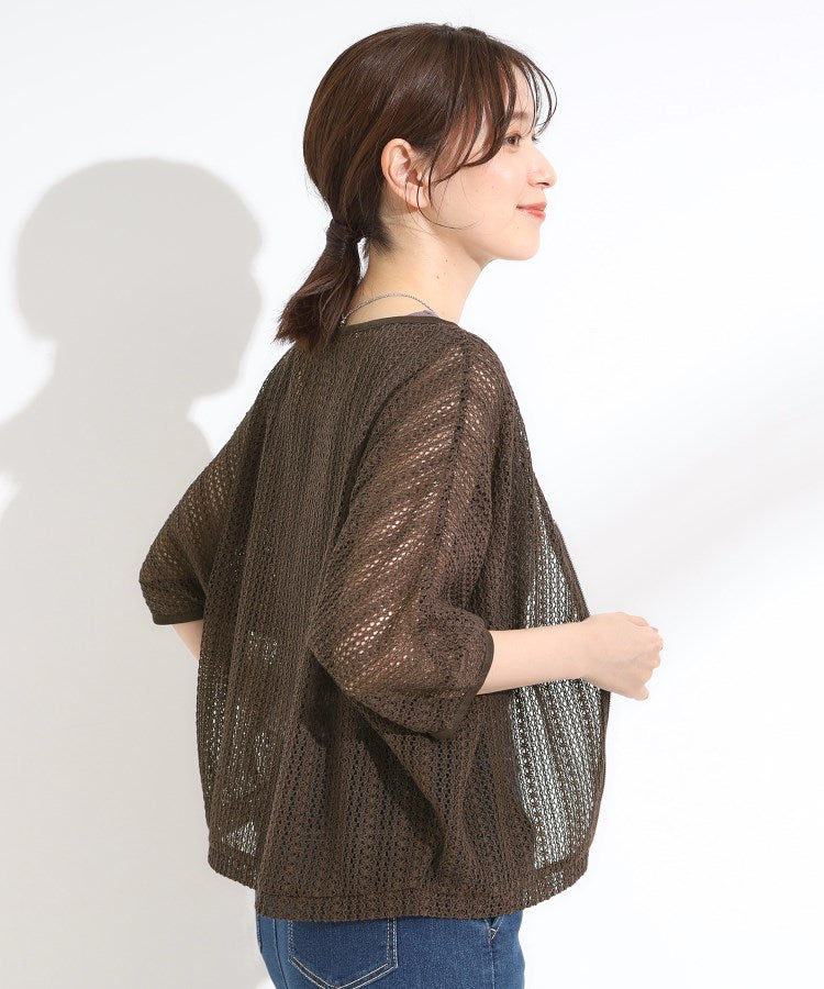 シューラルー SHOO･LA･RUE レーシィな素材感が涼やかなブルゾン （ブラウン(043)） ブラウン(043)
