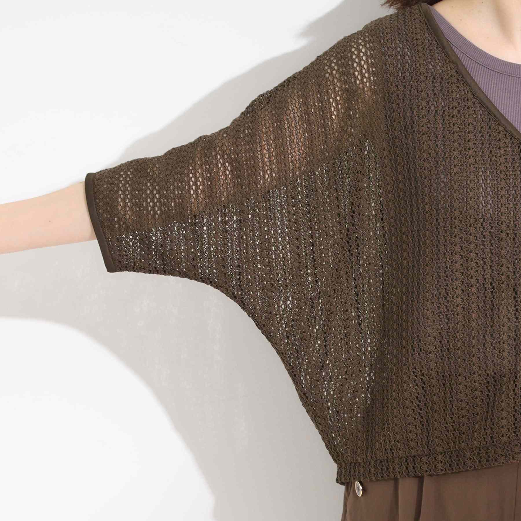 シューラルー SHOO・LA・RUE レーシィな素材感が涼やかなブルゾン （ブラウン(043)） ブラウン(043)