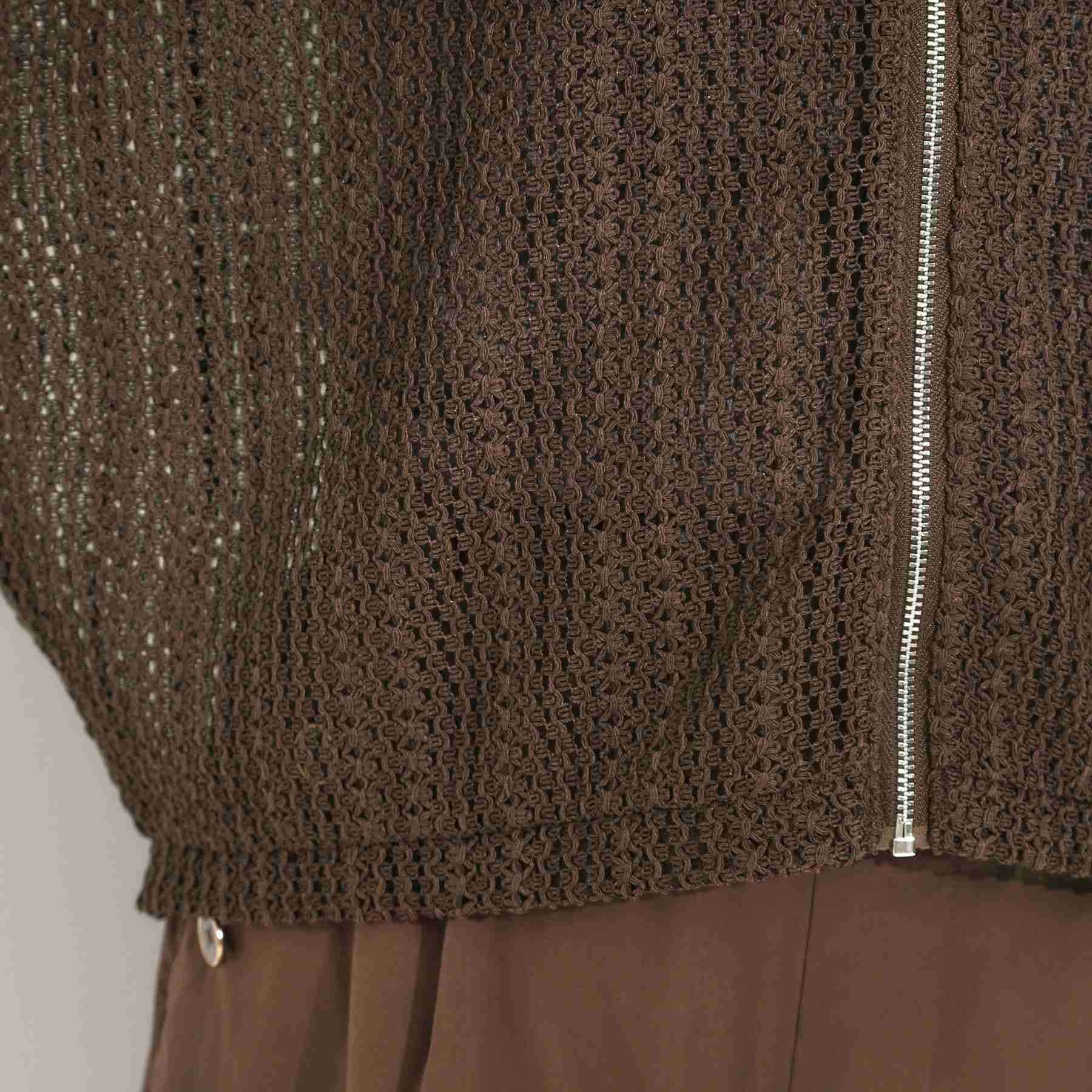 シューラルー SHOO・LA・RUE レーシィな素材感が涼やかなブルゾン （ブラウン(043)） ブラウン(043)