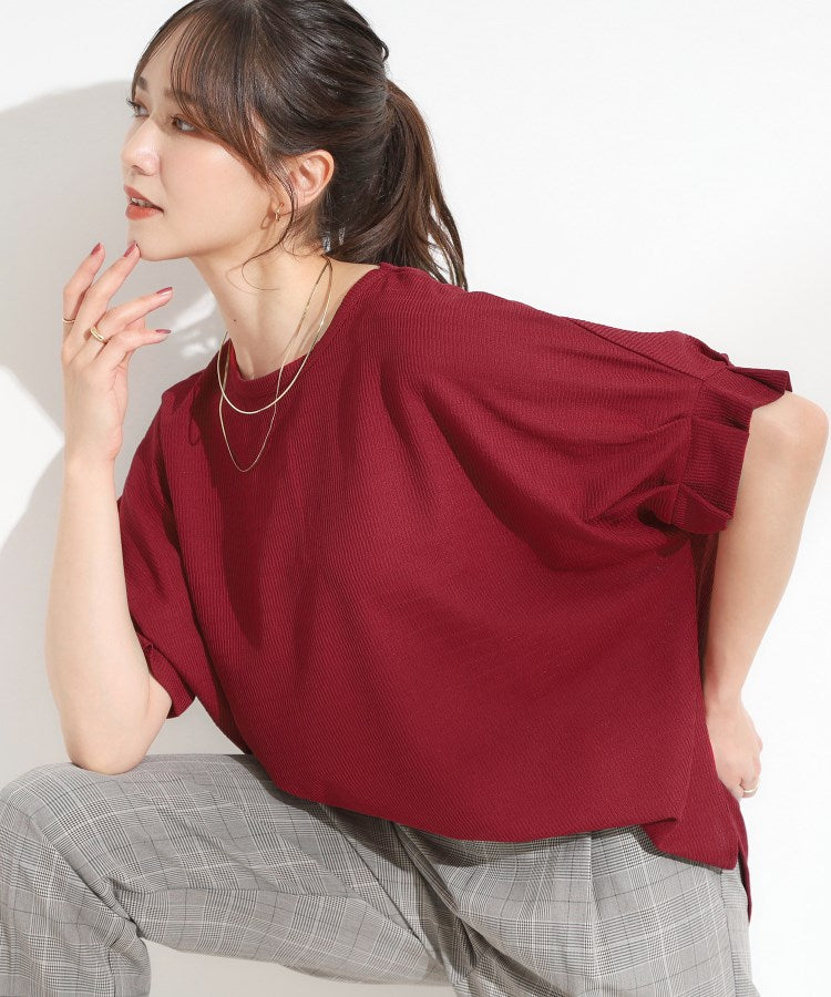 シューラルー SHOO･LA･RUE さらさら袖口タックトップス （ボルドー(064)） ボルドー(064)
