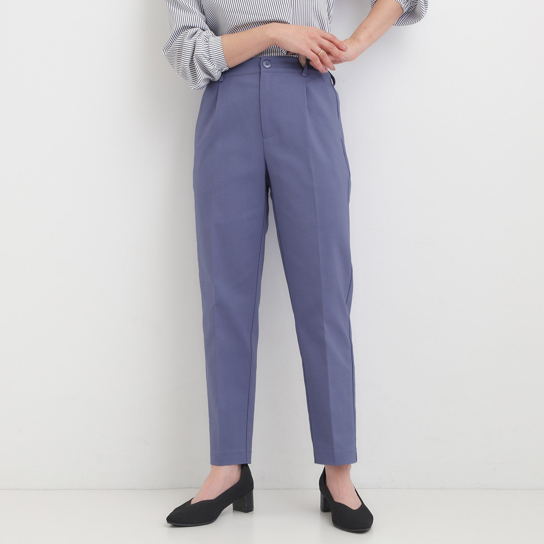 シューラルー SHOO・LA・RUE 【洗える/S-3L/美脚シルエット】ソフトスティックパンツ （ブルー(092)） ブルー(092)
