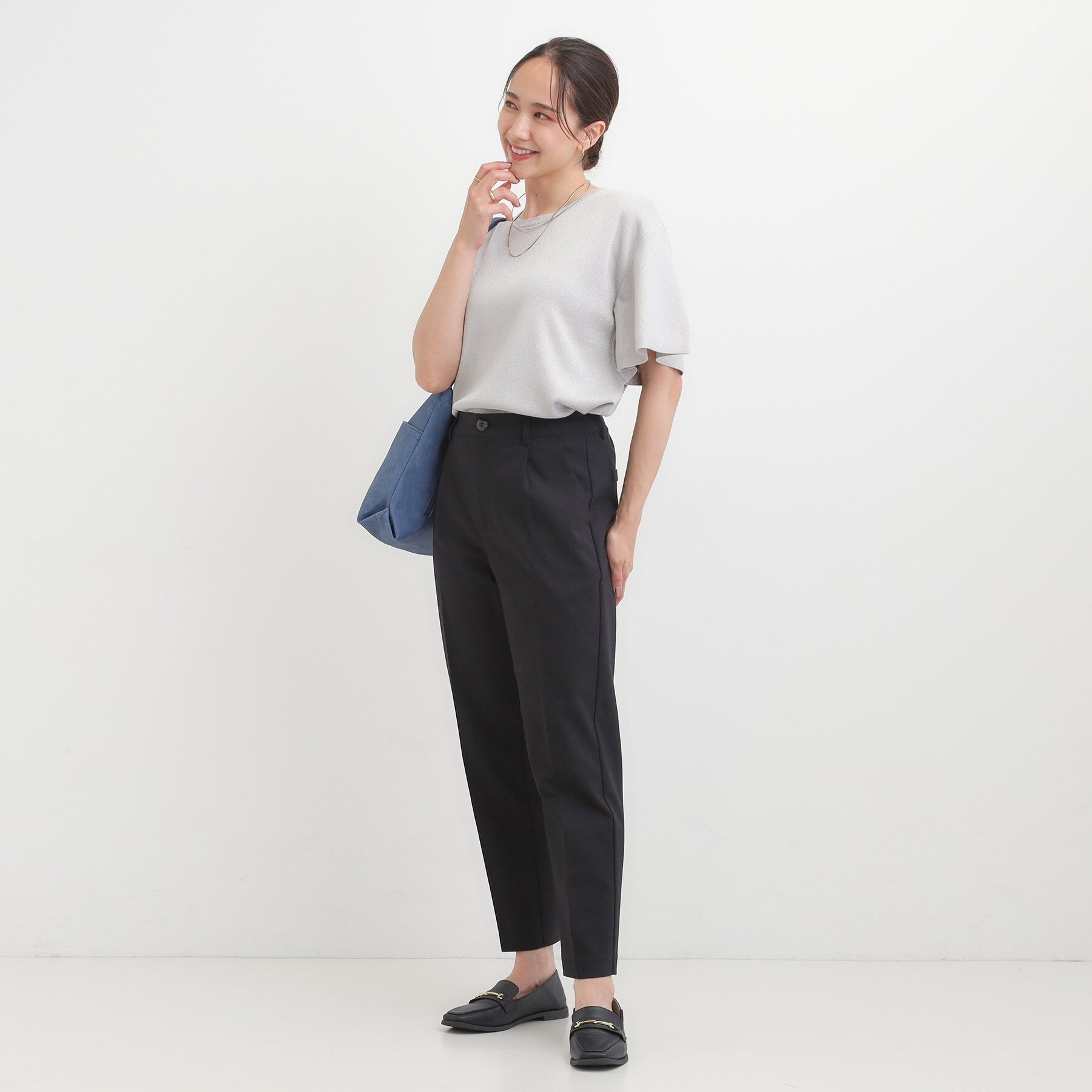 シューラルー SHOO・LA・RUE 【洗える/S-3L/美脚シルエット】ソフトスティックパンツ （ブルー(092)） ブルー(092)