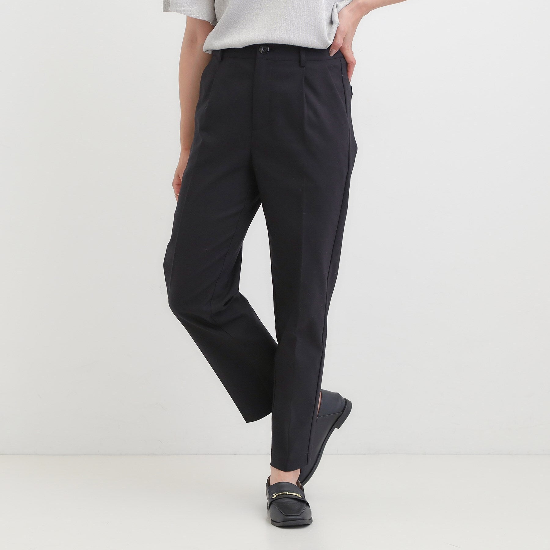 シューラルー SHOO・LA・RUE 【洗える/S-3L/美脚シルエット】ソフトスティックパンツ （ブルー(092)） ブルー(092)