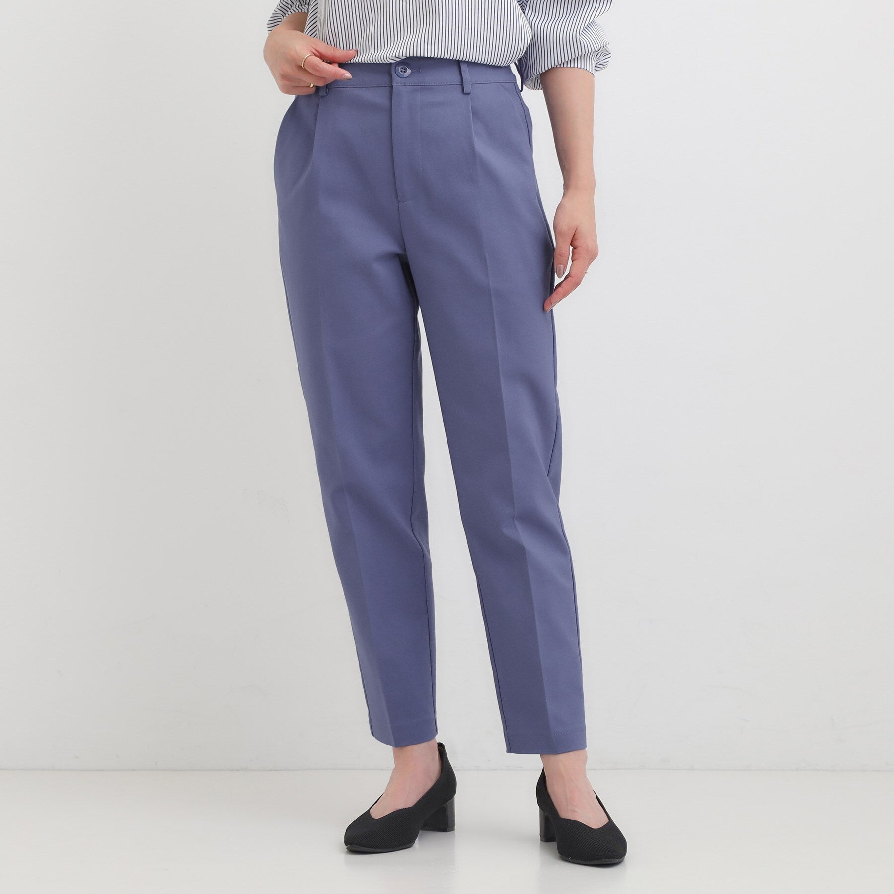 シューラルー SHOO・LA・RUE 【洗える/S-3L/美脚シルエット】ソフトスティックパンツ （ブルー(092)） ブルー(092)